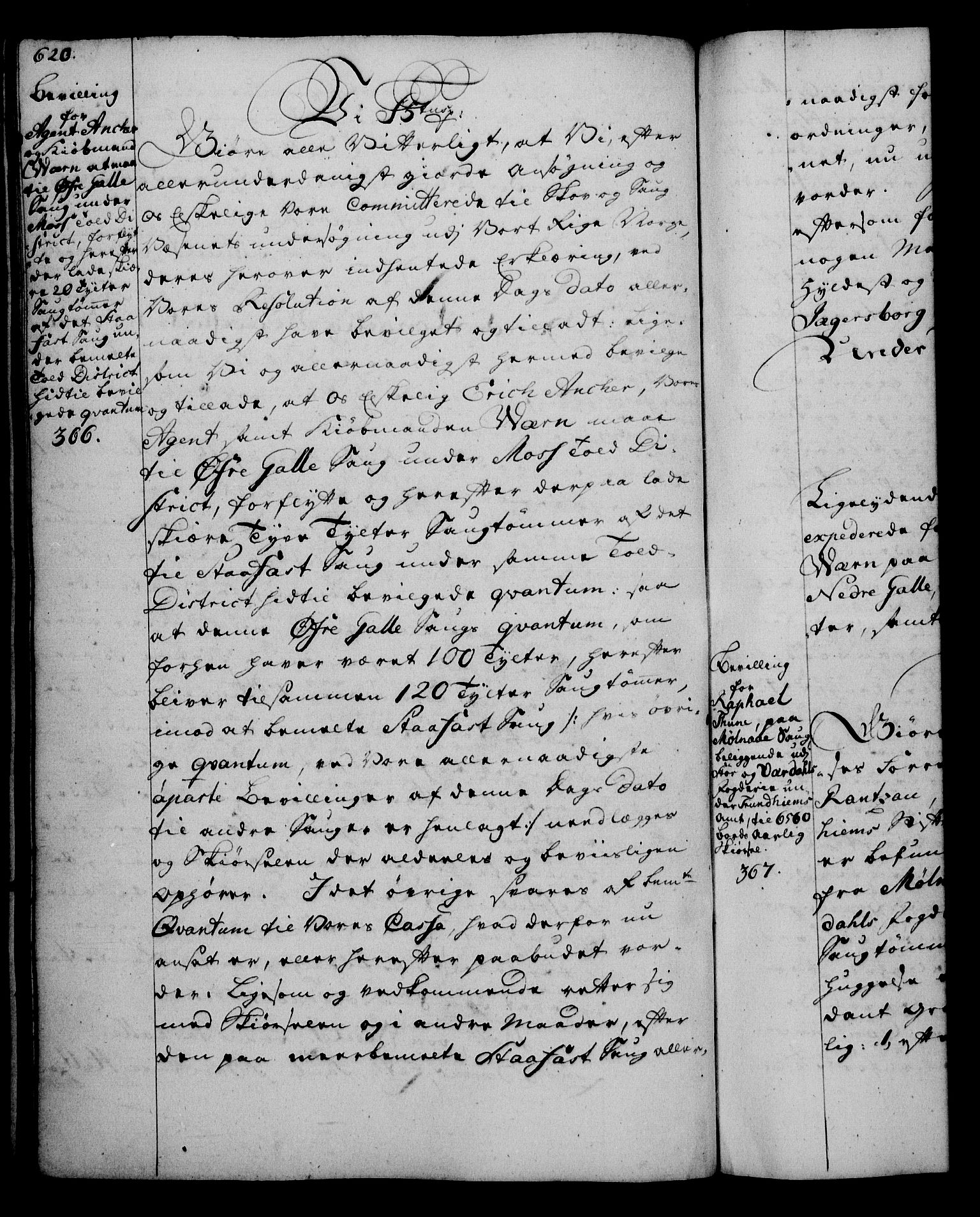 Rentekammeret, Kammerkanselliet, RA/EA-3111/G/Gg/Gga/L0006: Norsk ekspedisjonsprotokoll med register (merket RK 53.6), 1749-1759, p. 620