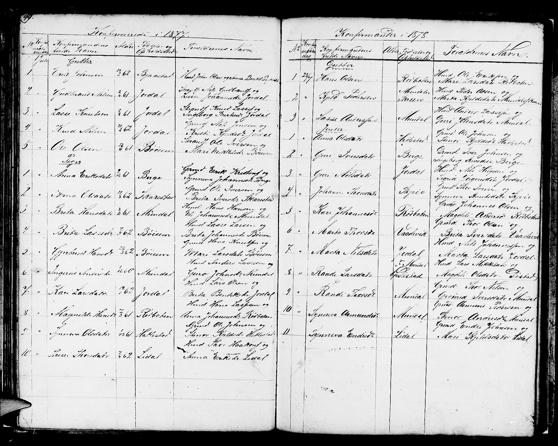 Balestrand sokneprestembete, AV/SAB-A-79601/H/Hab/Habb/L0001: Parish register (copy) no. B 1, 1853-1879, p. 49