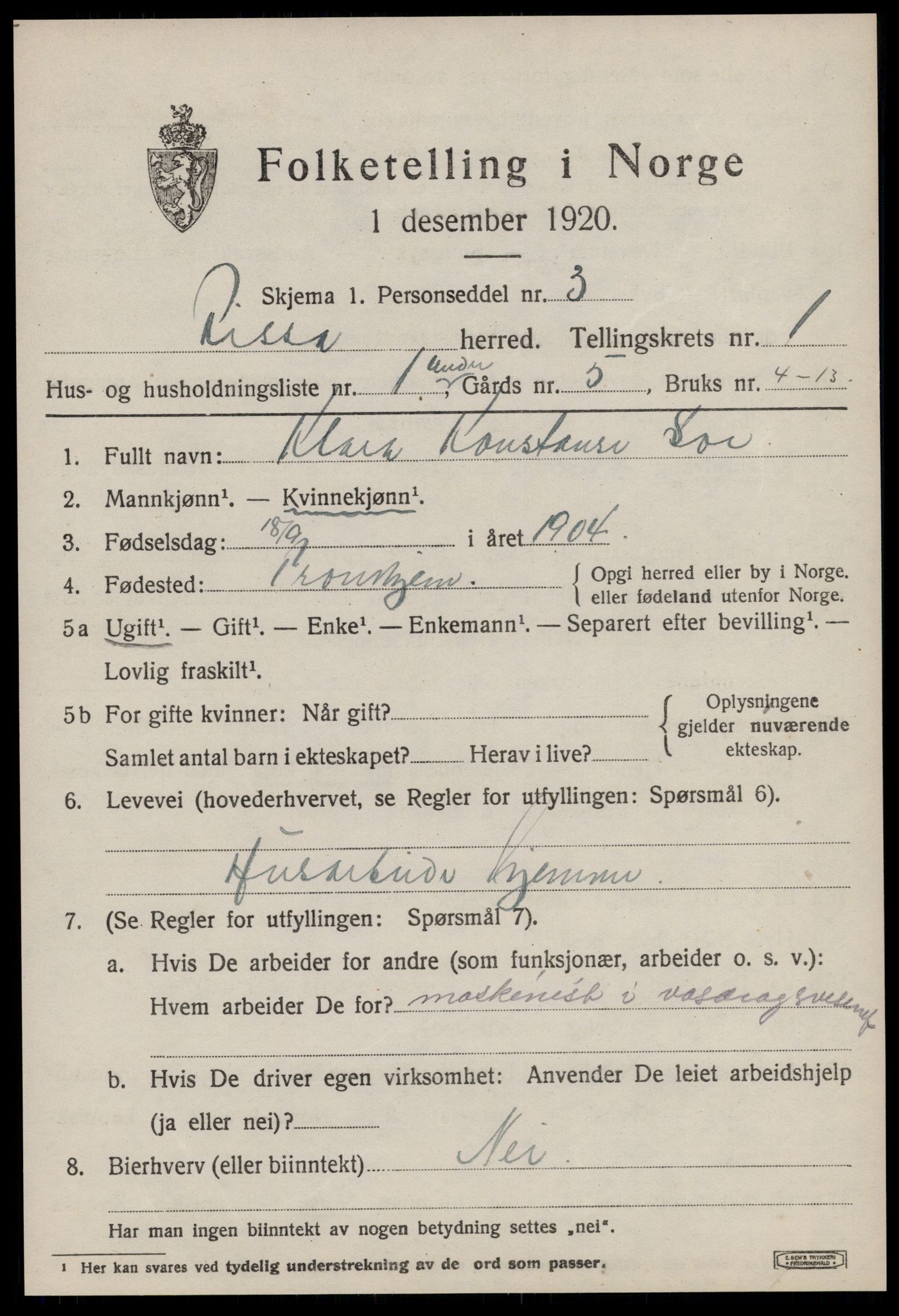 SAT, 1920 census for Rissa, 1920, p. 1075