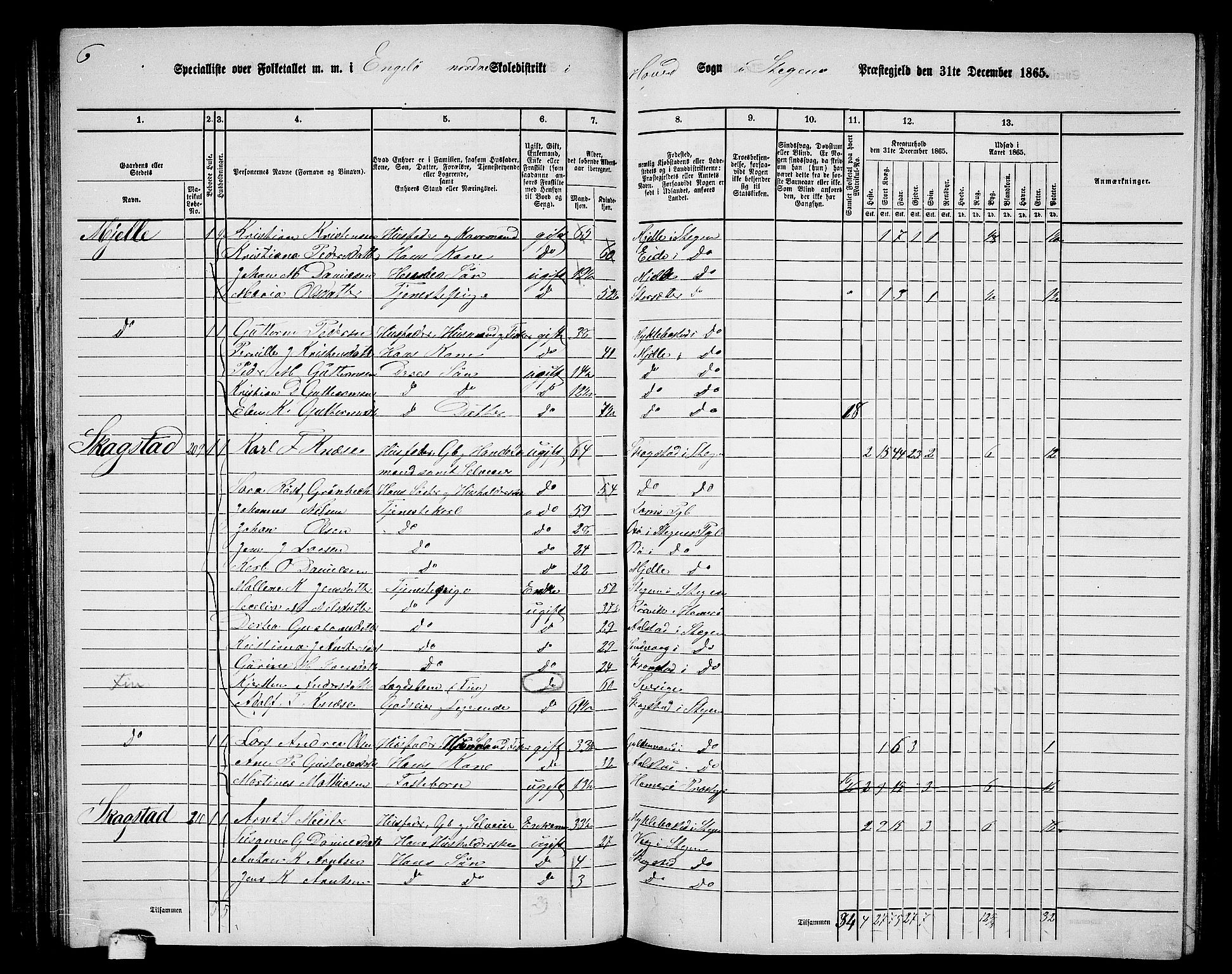 RA, 1865 census for Steigen, 1865, p. 77