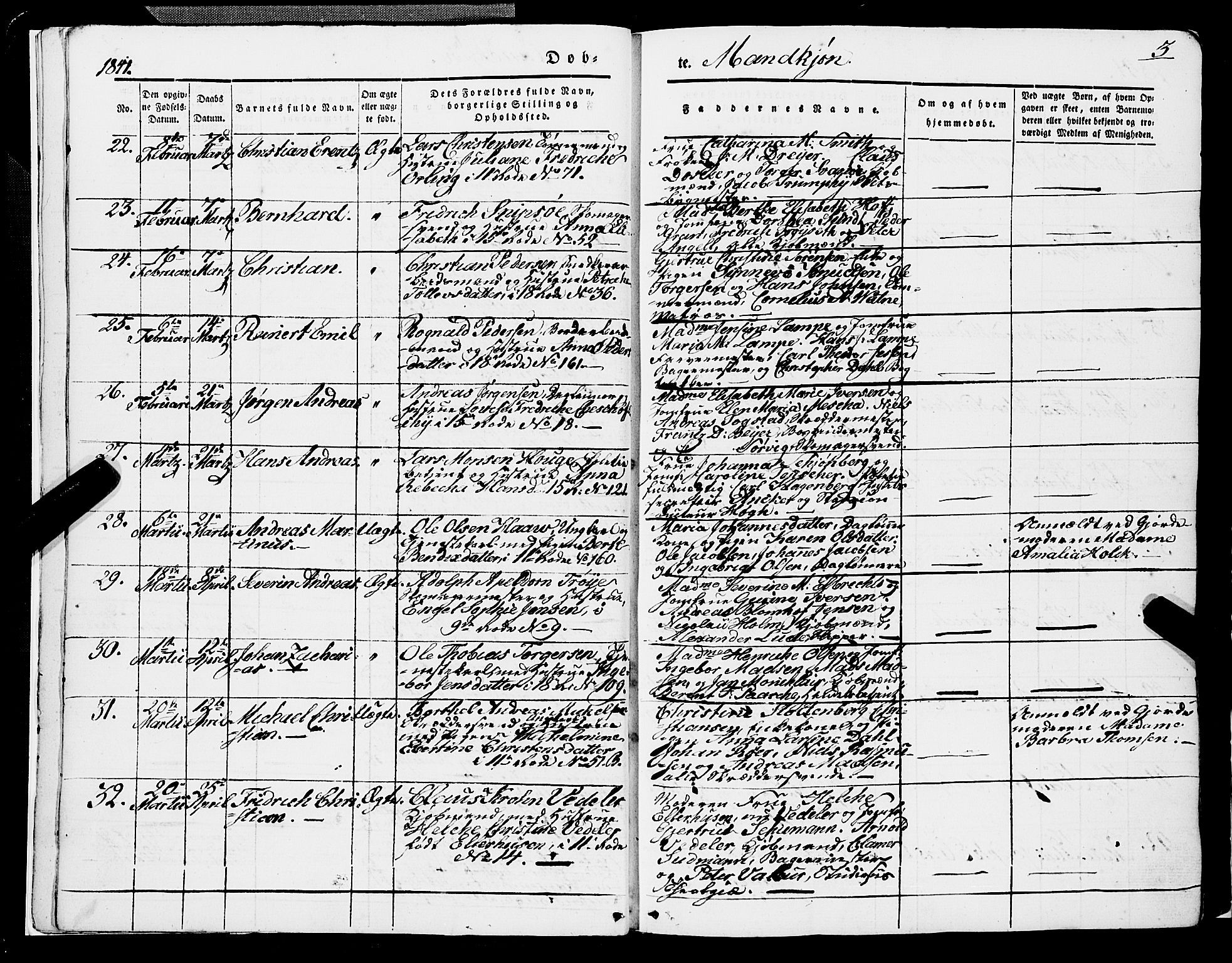 Domkirken sokneprestembete, SAB/A-74801/H/Haa/L0019: Parish register (official) no. B 2, 1841-1851, p. 3