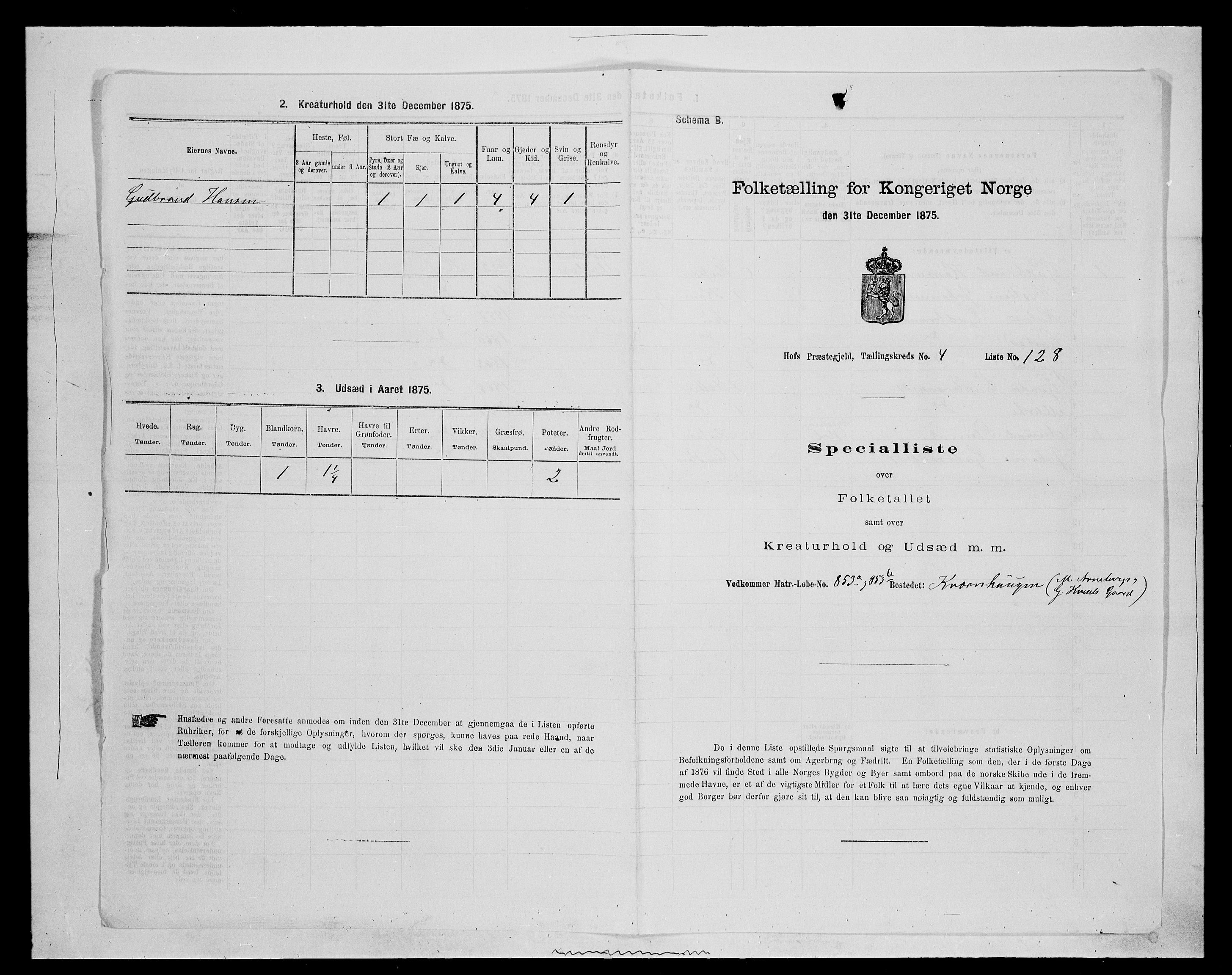 SAH, 1875 census for 0424P Hof, 1875, p. 940