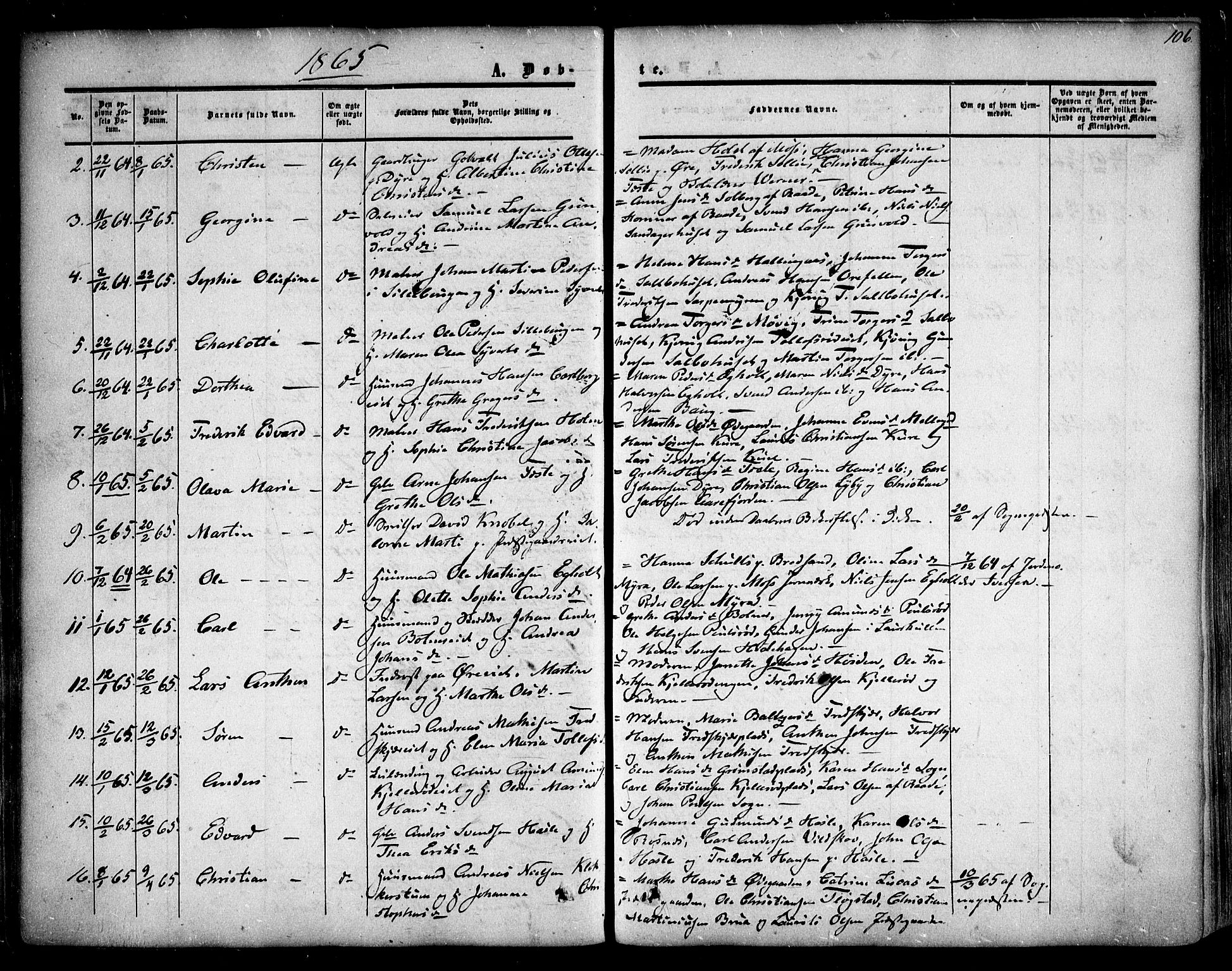 Rygge prestekontor Kirkebøker, SAO/A-10084b/F/Fa/L0005: Parish register (official) no. 5, 1852-1871, p. 106