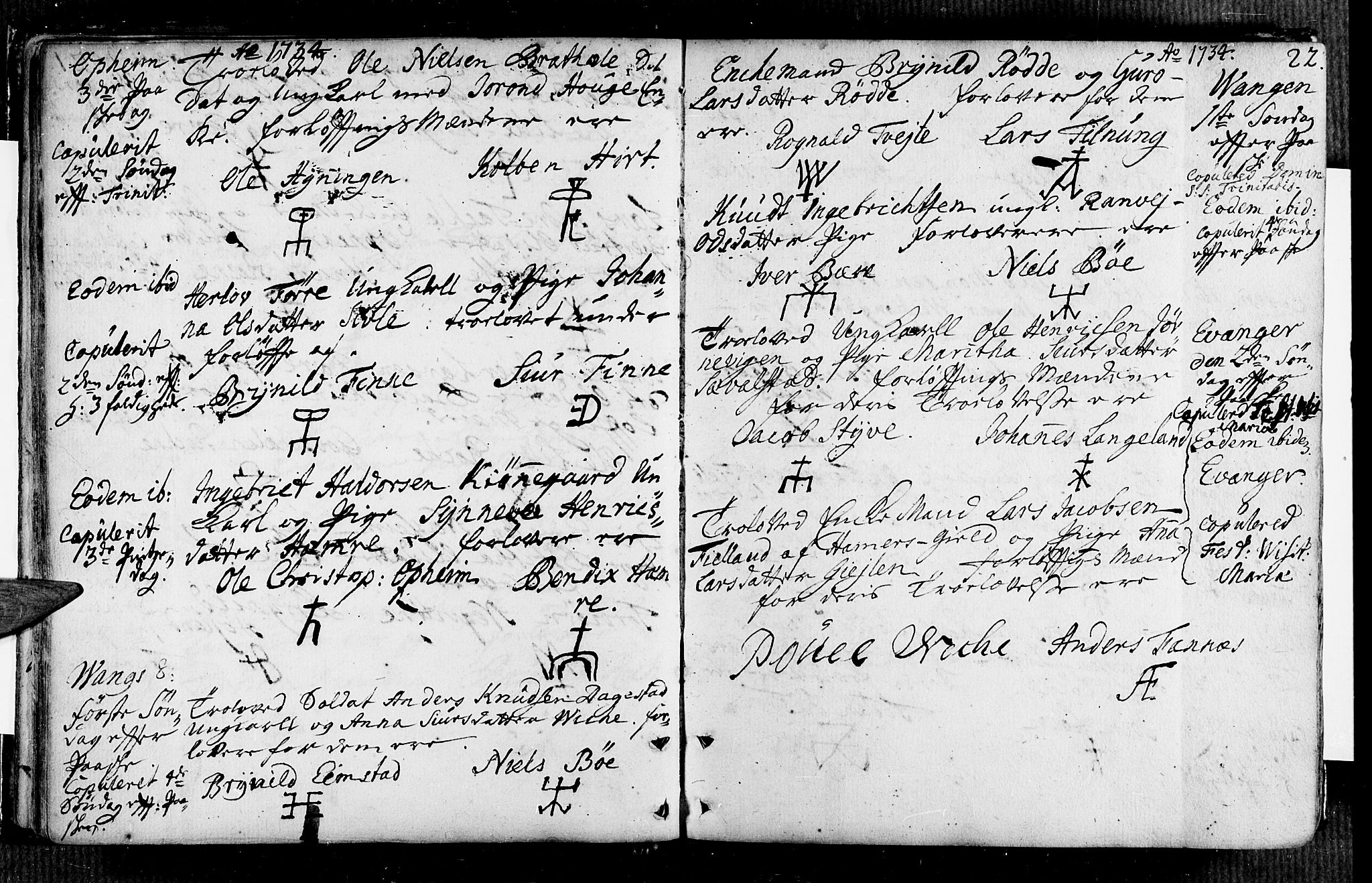 Voss sokneprestembete, AV/SAB-A-79001/H/Haa: Parish register (official) no. A 7, 1731-1773, p. 22