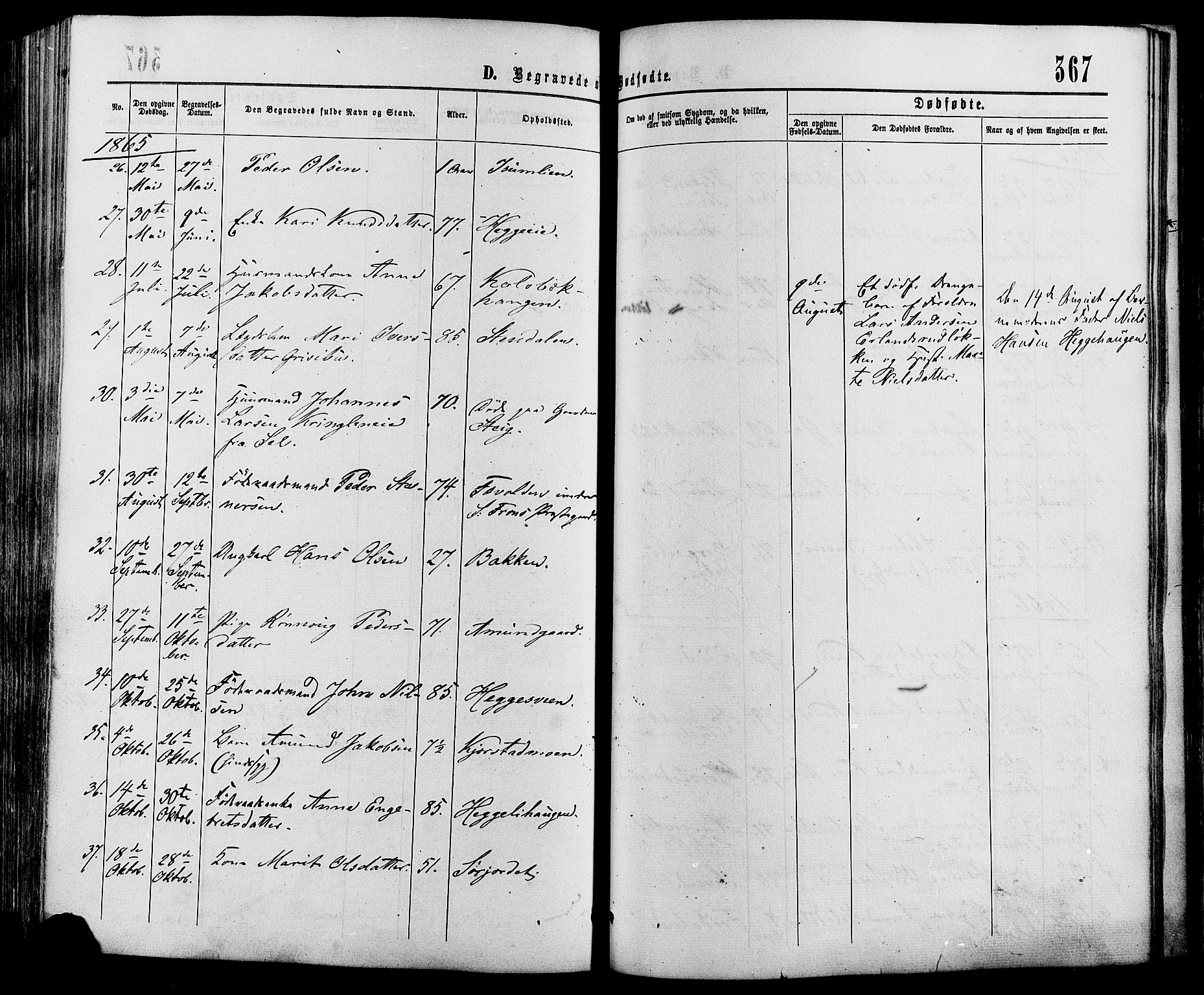 Sør-Fron prestekontor, SAH/PREST-010/H/Ha/Haa/L0002: Parish register (official) no. 2, 1864-1880, p. 367