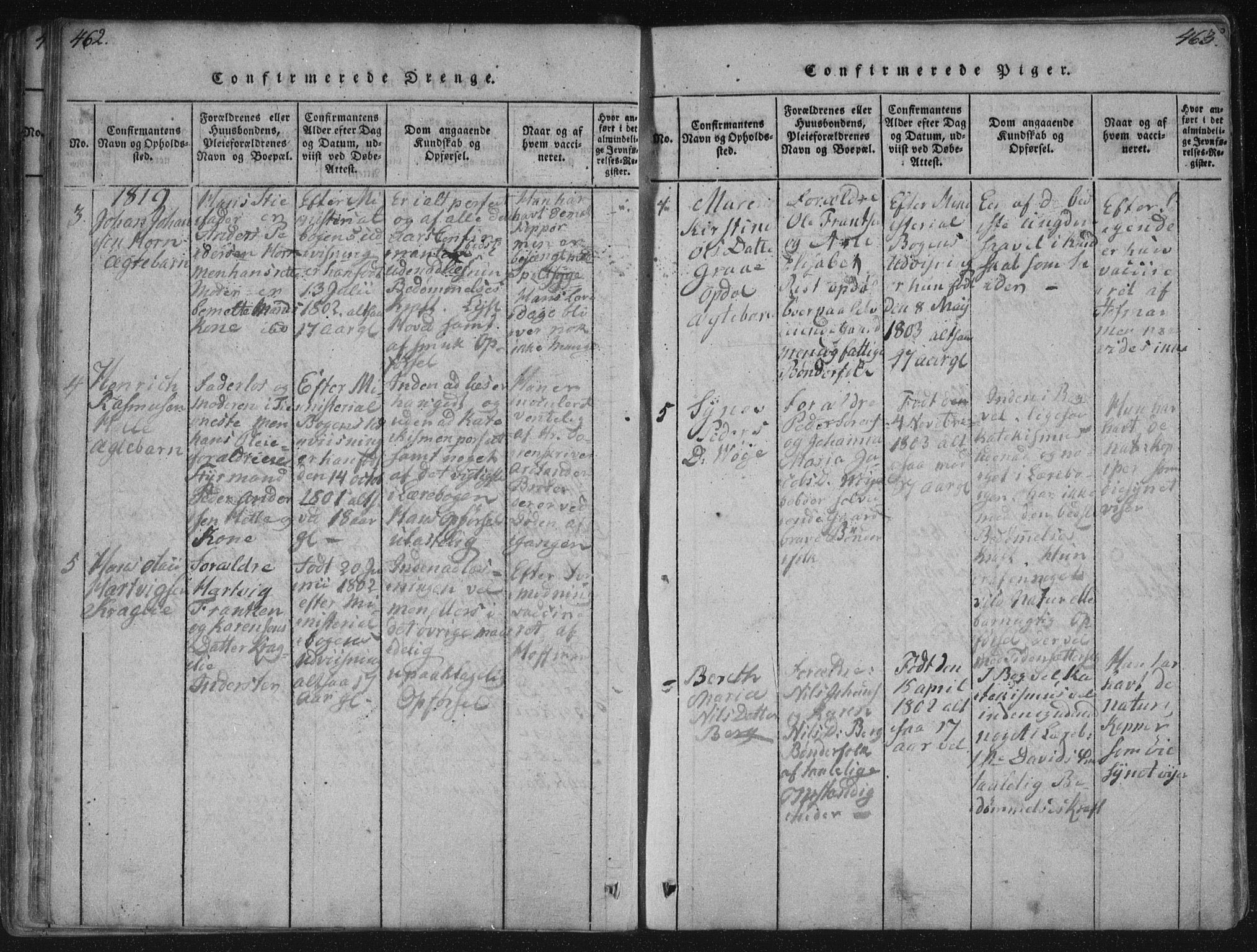 Ministerialprotokoller, klokkerbøker og fødselsregistre - Nordland, AV/SAT-A-1459/881/L1164: Parish register (copy) no. 881C01, 1818-1853, p. 462-463