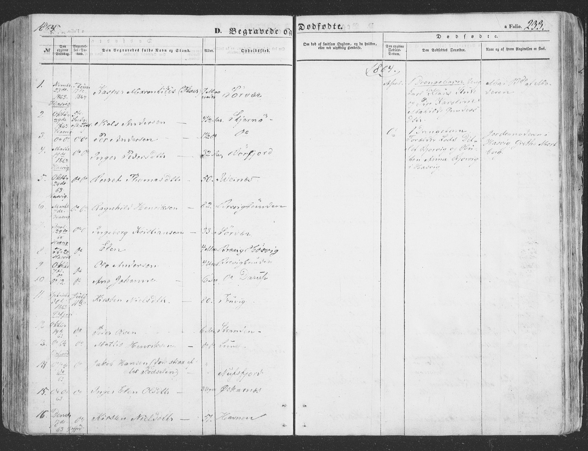 Loppa sokneprestkontor, SATØ/S-1339/H/Ha/L0004kirke: Parish register (official) no. 4, 1849-1868, p. 233
