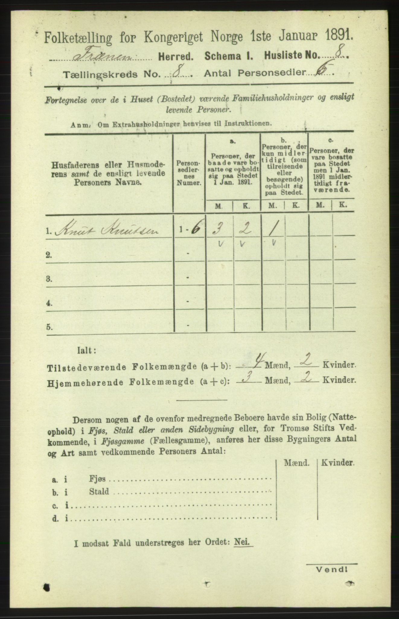 RA, 1891 census for 1548 Fræna, 1891, p. 2617