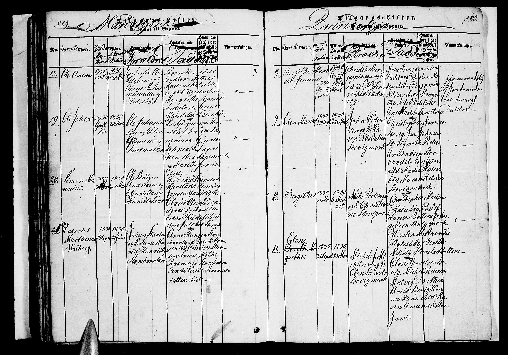 Trondenes sokneprestkontor, AV/SATØ-S-1319/H/Hb/L0003klokker: Parish register (copy) no. 3, 1820-1834, p. 589-590