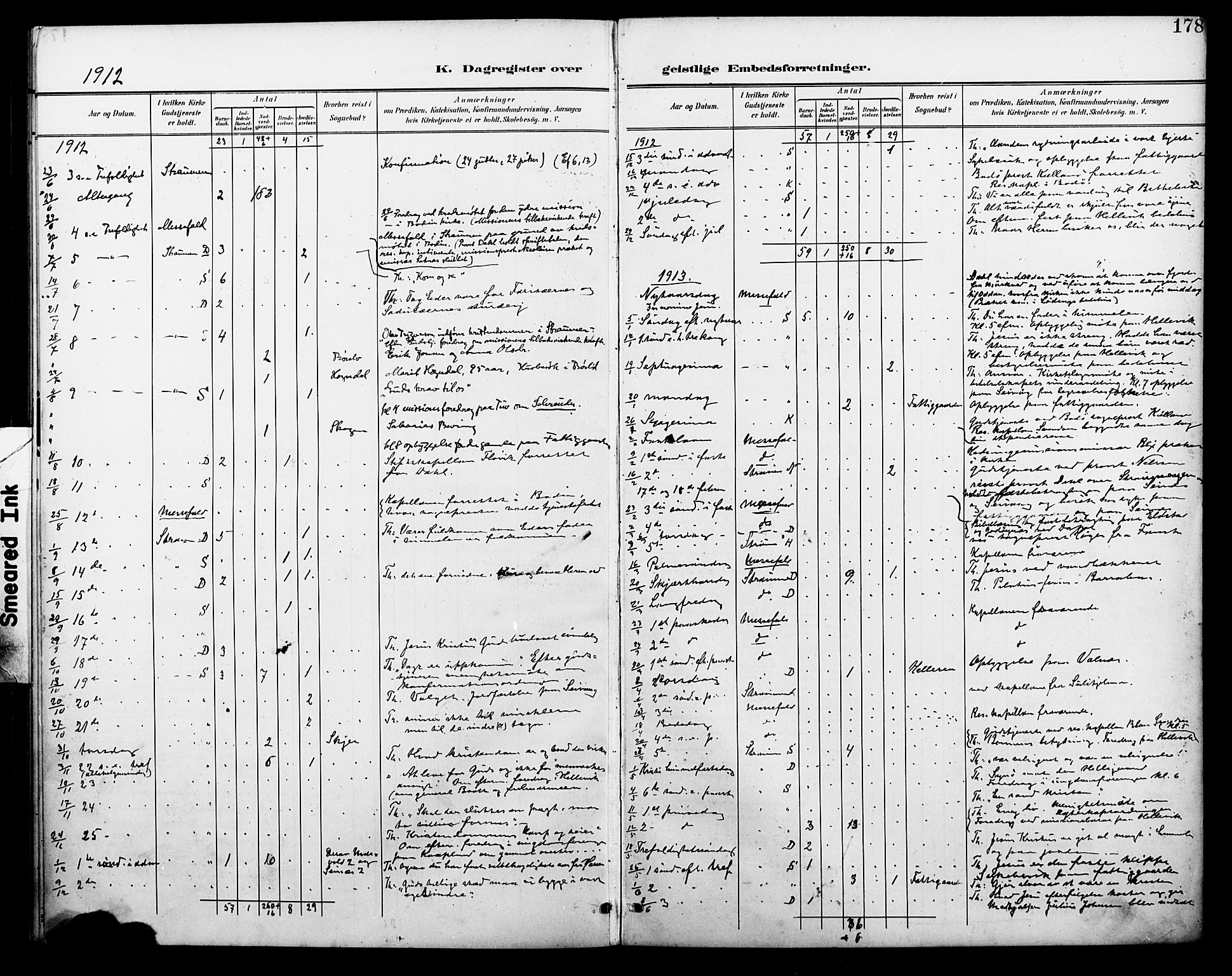 Ministerialprotokoller, klokkerbøker og fødselsregistre - Nordland, SAT/A-1459/804/L0088: Parish register (copy) no. 804C01, 1901-1917, p. 178