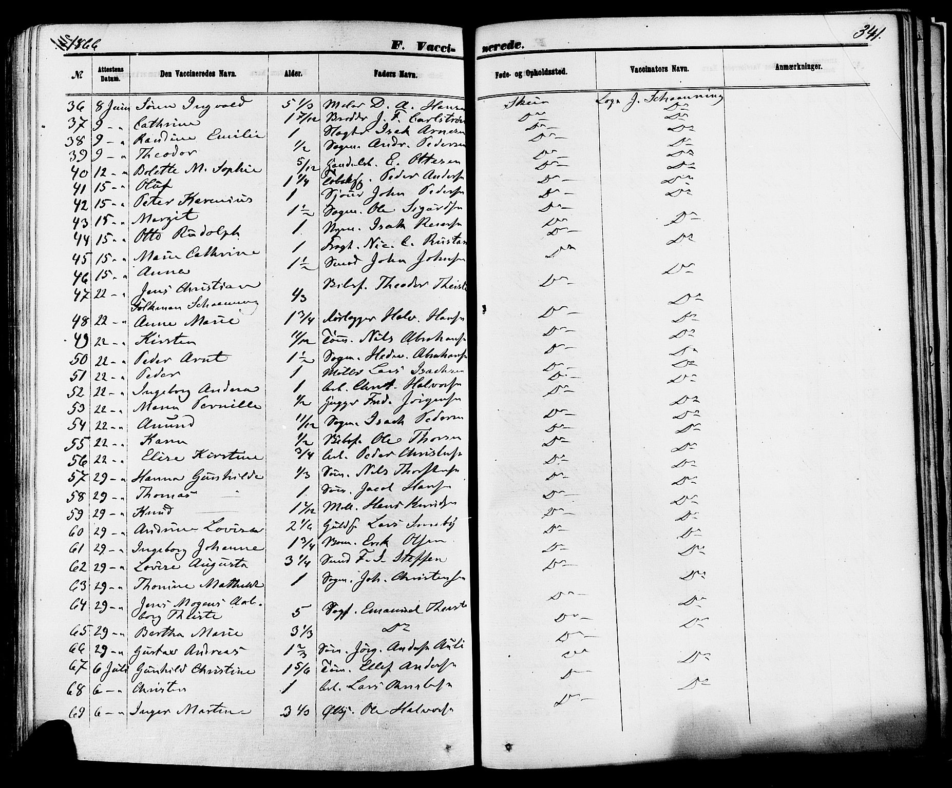 Skien kirkebøker, SAKO/A-302/F/Fa/L0008: Parish register (official) no. 8, 1866-1877, p. 341