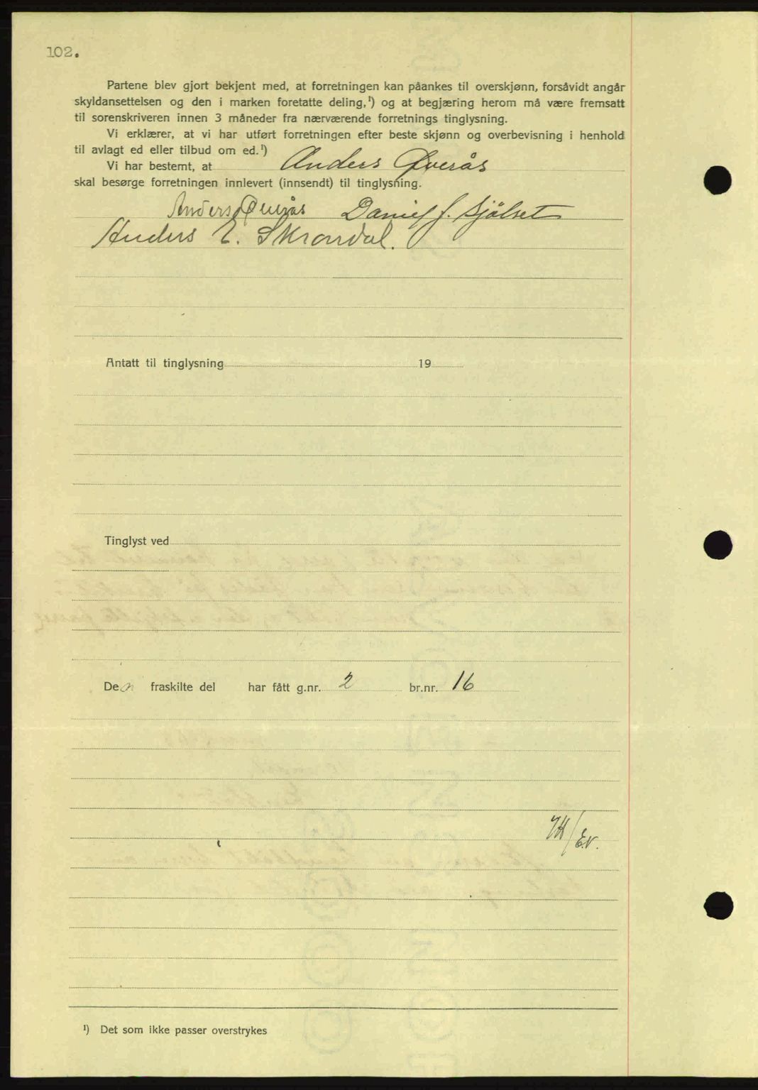 Nordmøre sorenskriveri, SAT/A-4132/1/2/2Ca: Mortgage book no. A84, 1938-1938, Diary no: : 1629/1938