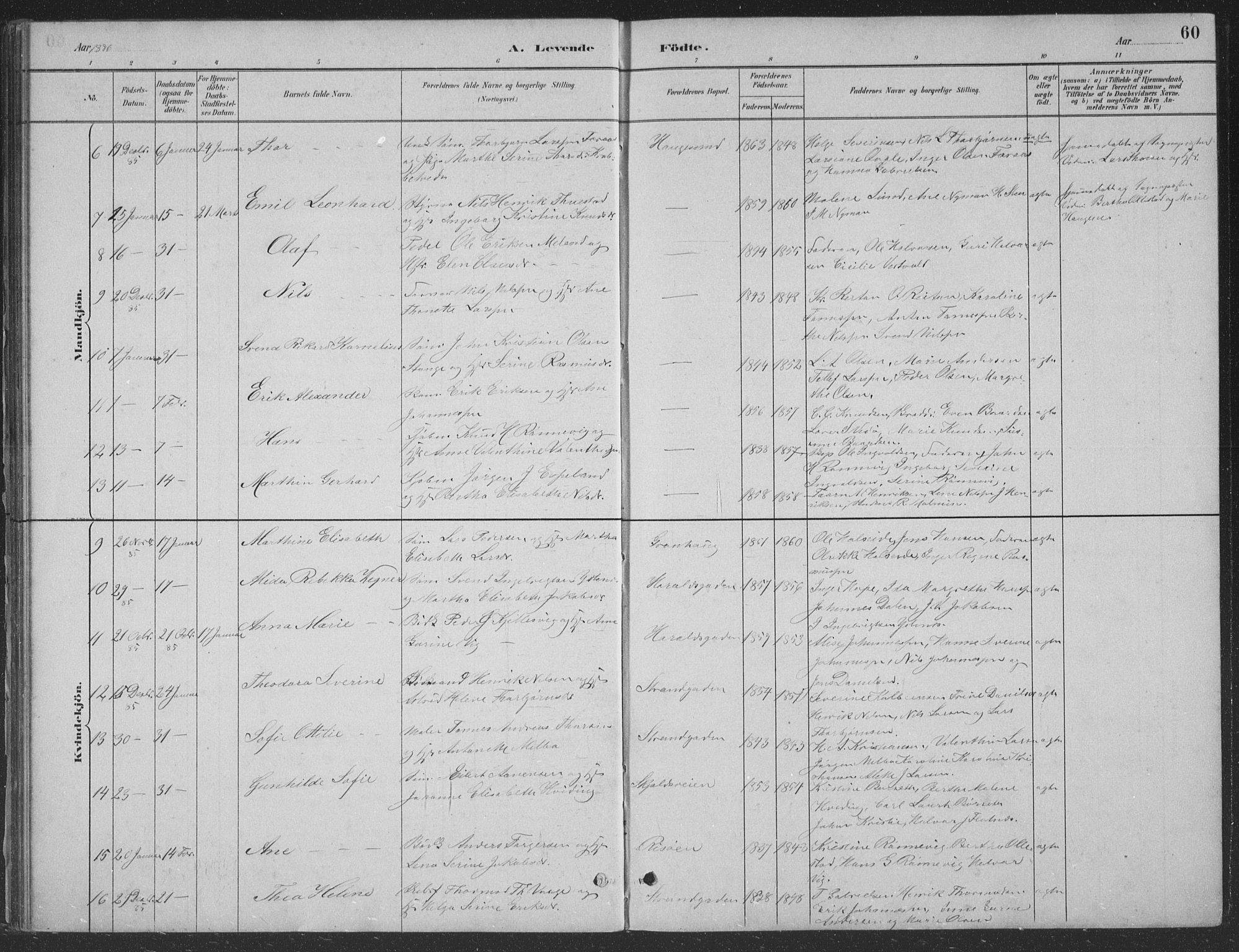 Haugesund sokneprestkontor, AV/SAST-A -101863/H/Ha/Hab/L0002: Parish register (copy) no. B 2, 1881-1894, p. 60