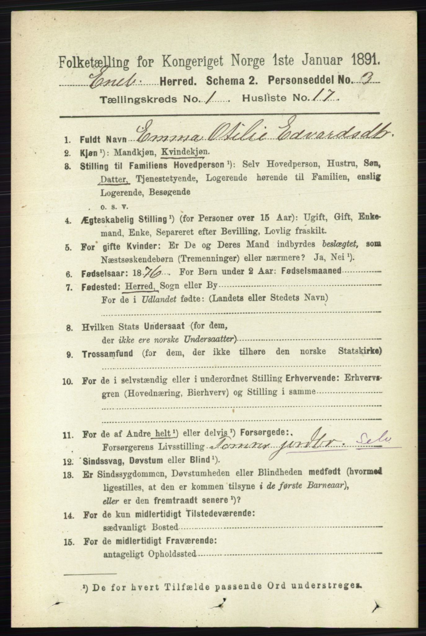 RA, 1891 census for 0229 Enebakk, 1891, p. 213