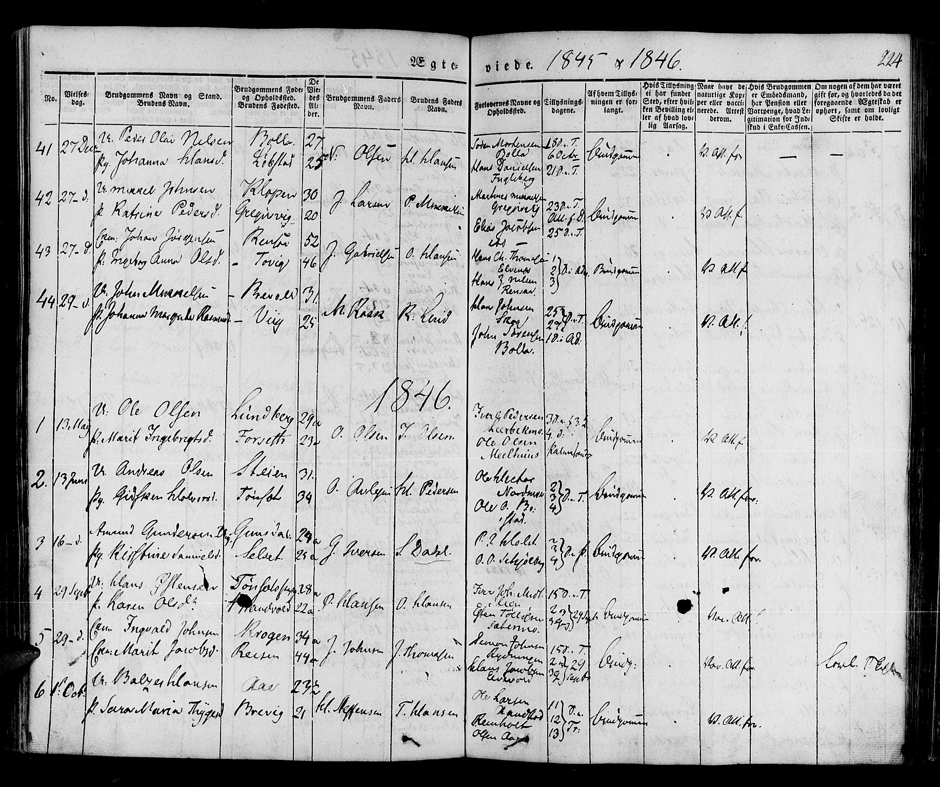 Ibestad sokneprestembete, SATØ/S-0077/H/Ha/Haa/L0006kirke: Parish register (official) no. 6, 1837-1850, p. 224