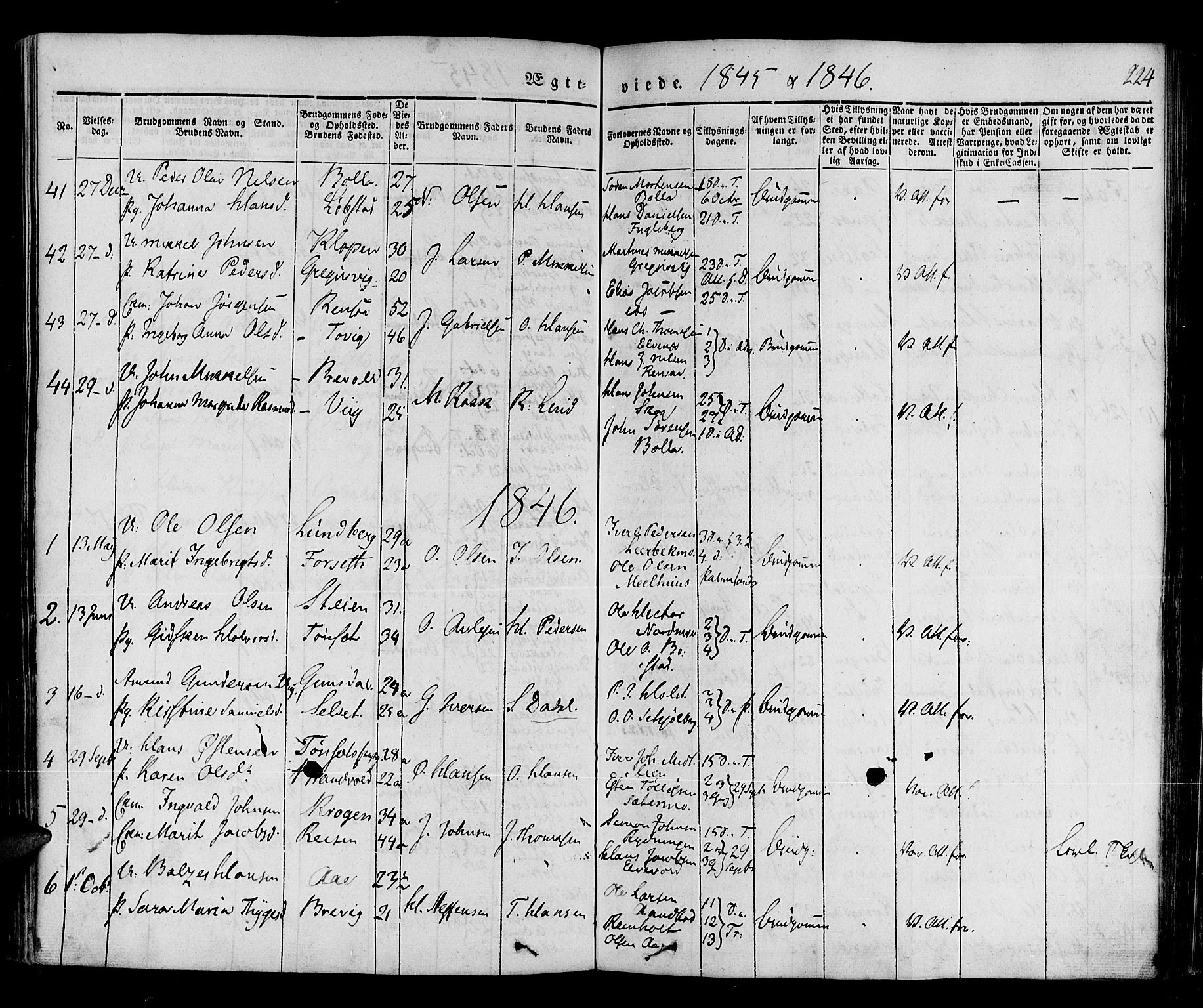 Ibestad sokneprestembete, AV/SATØ-S-0077/H/Ha/Haa/L0006kirke: Parish register (official) no. 6, 1837-1850, p. 224