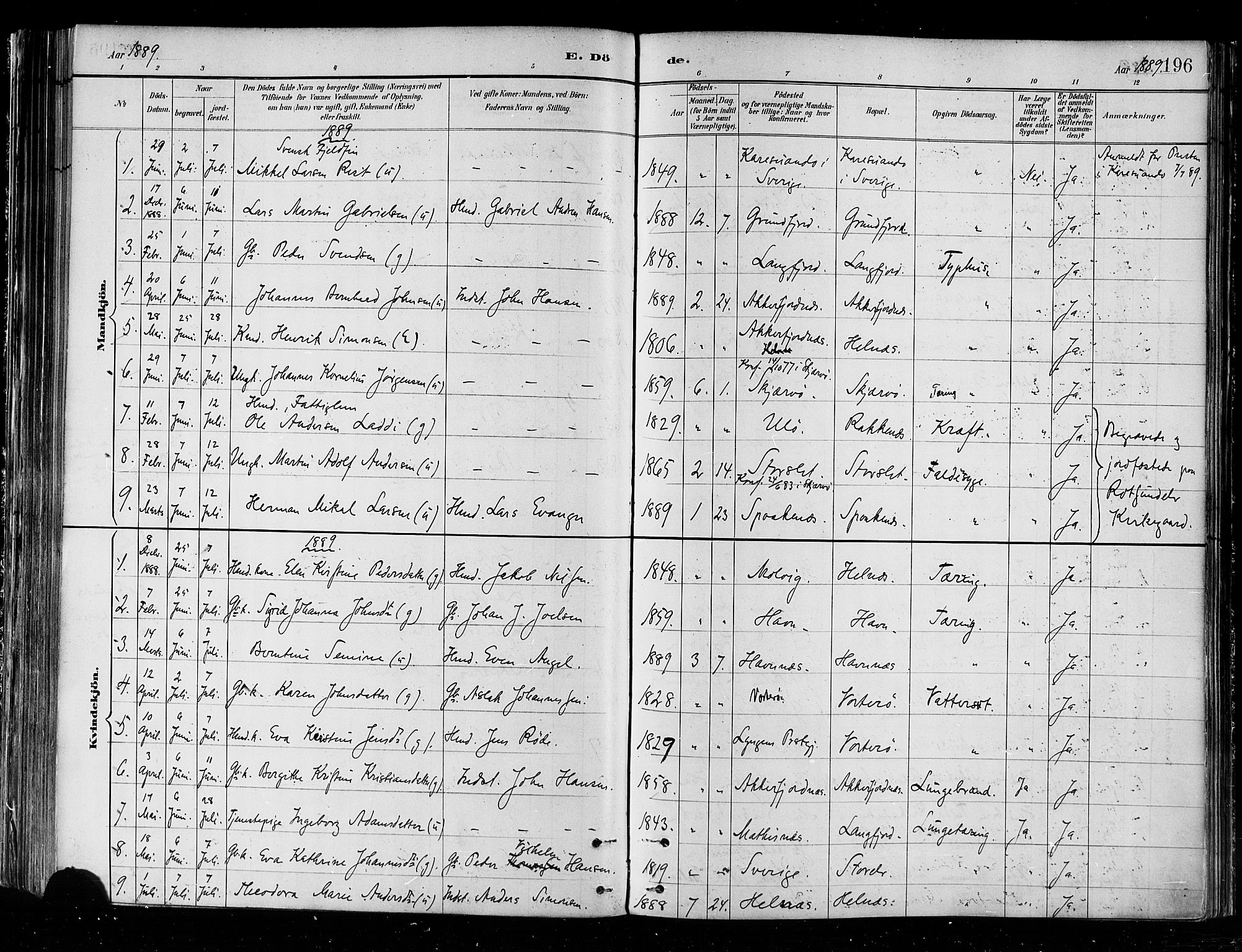 Skjervøy sokneprestkontor, SATØ/S-1300/H/Ha/Haa/L0010kirke: Parish register (official) no. 10, 1887-1898, p. 196