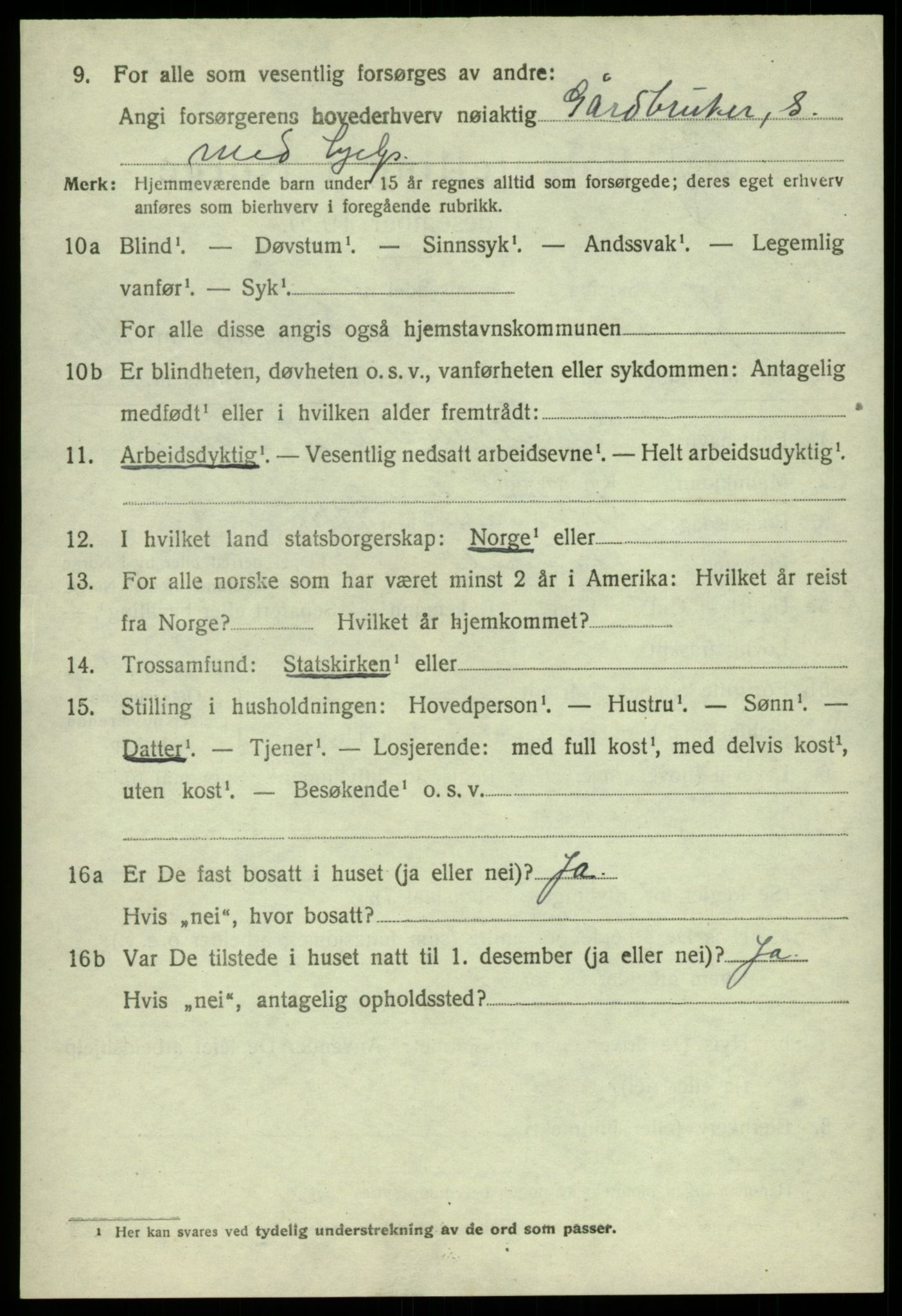 SAB, 1920 census for Jondal, 1920, p. 2217