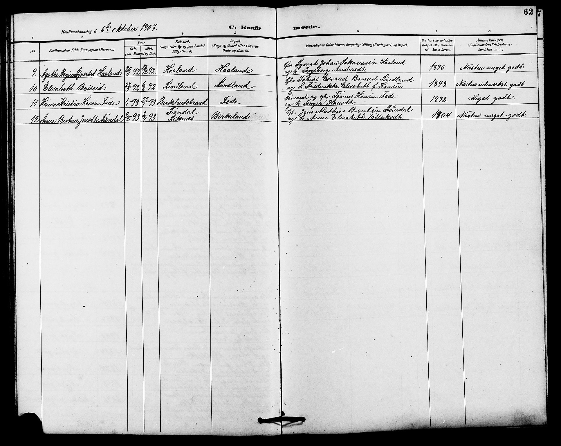 Kvinesdal sokneprestkontor, SAK/1111-0026/F/Fb/Fba/L0004: Parish register (copy) no. B 4, 1894-1909, p. 62