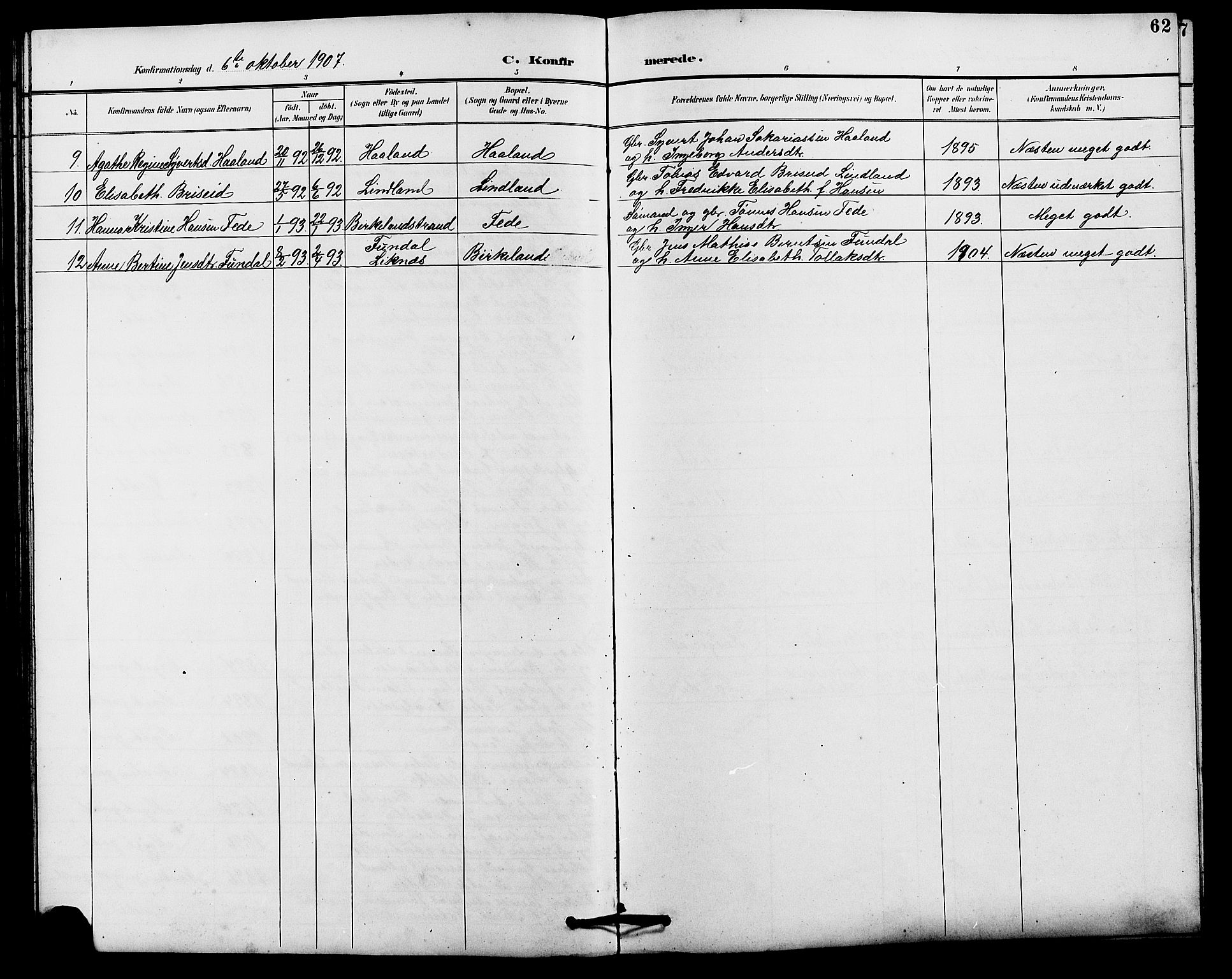 Kvinesdal sokneprestkontor, AV/SAK-1111-0026/F/Fb/Fba/L0004: Parish register (copy) no. B 4, 1894-1909, p. 62
