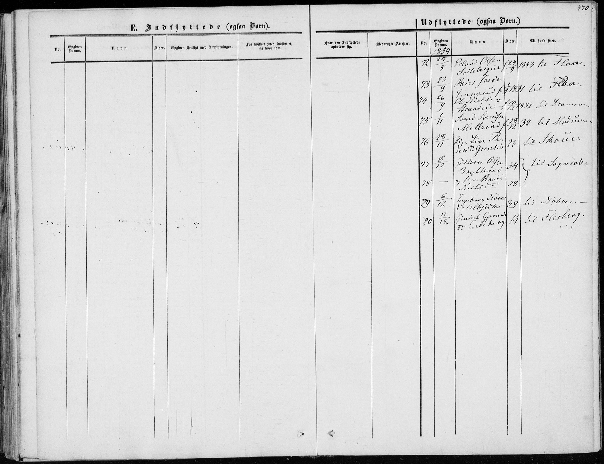 Sigdal kirkebøker, AV/SAKO-A-245/F/Fa/L0008: Parish register (official) no. I 8, 1850-1859, p. 470