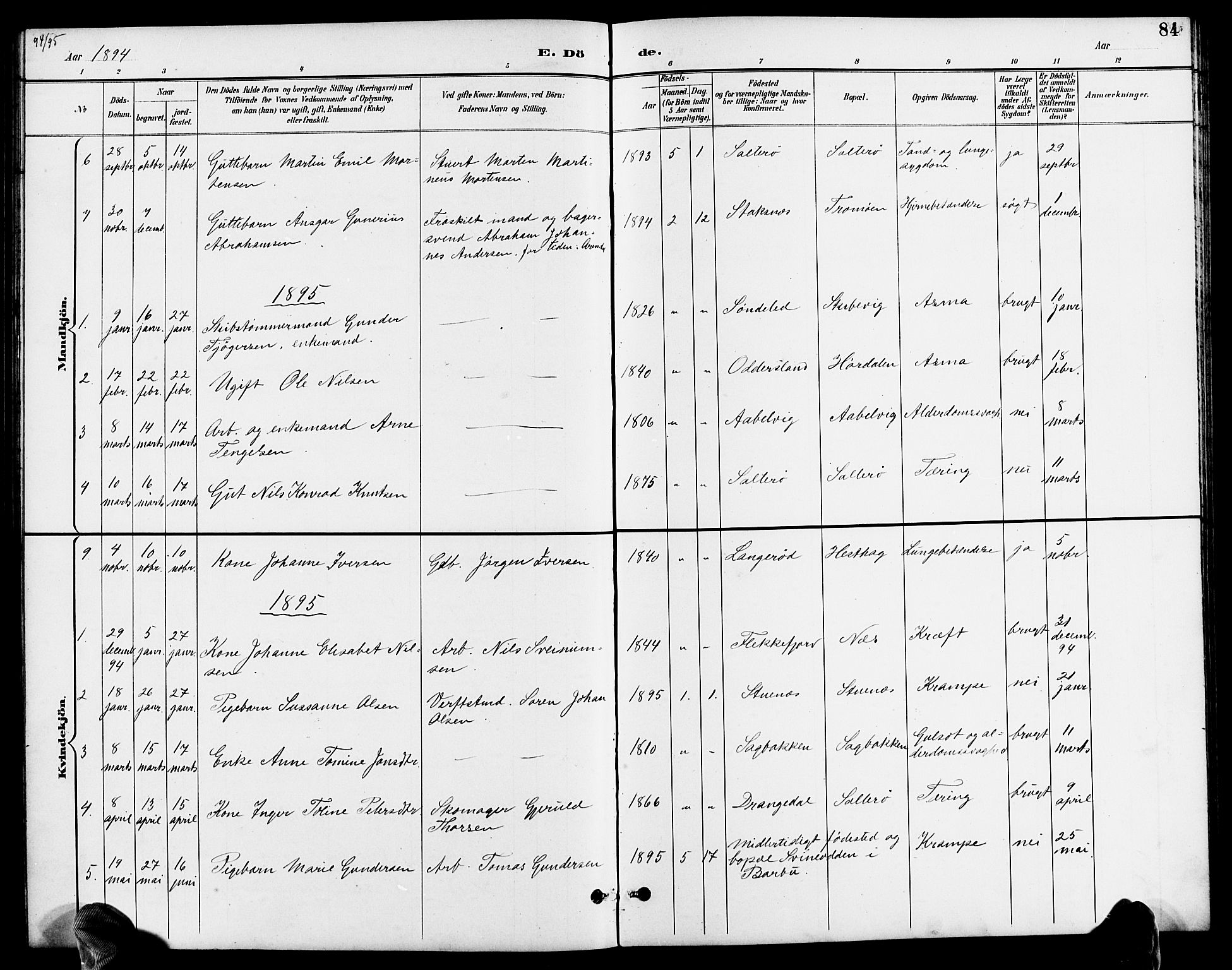 Austre Moland sokneprestkontor, SAK/1111-0001/F/Fb/Fbb/L0002: Parish register (copy) no. B 2, 1894-1918, p. 84