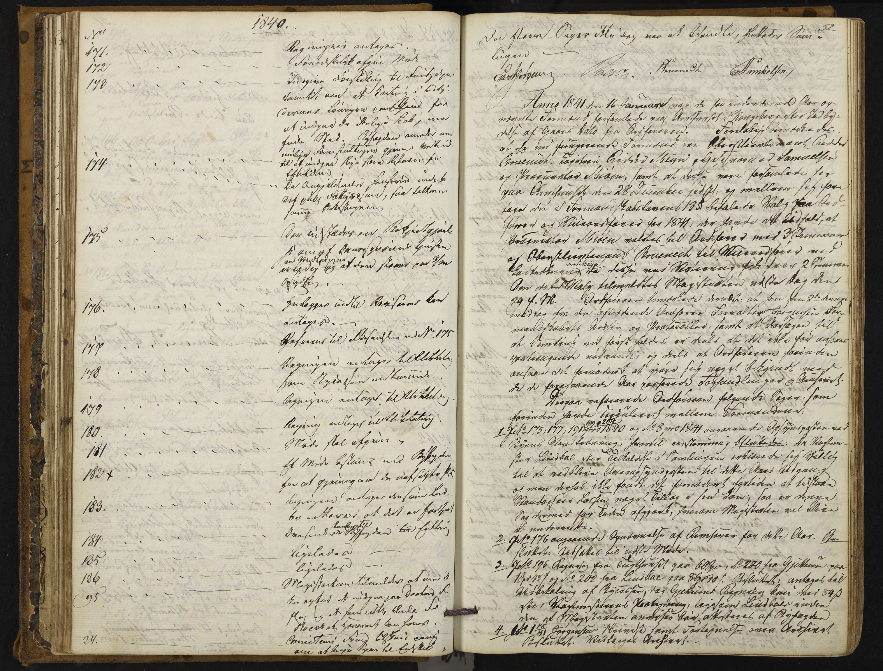 Kongsberg formannskap og sentraladministrasjon, IKAK/0604021-1/A/L0001: Møtebok med register, 1837-1849, p. 52