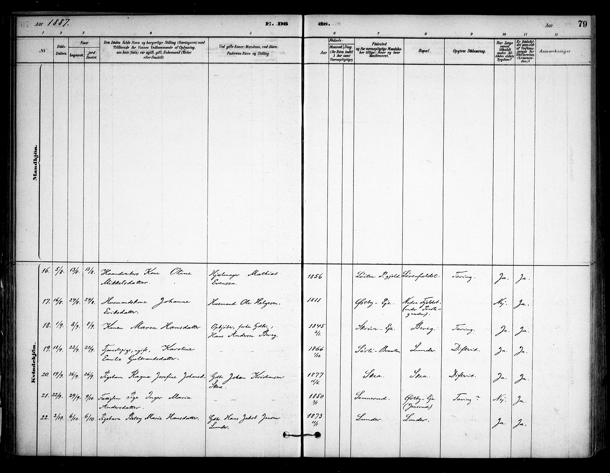 Sørum prestekontor Kirkebøker, AV/SAO-A-10303/F/Fa/L0008: Parish register (official) no. I 8, 1878-1914, p. 79