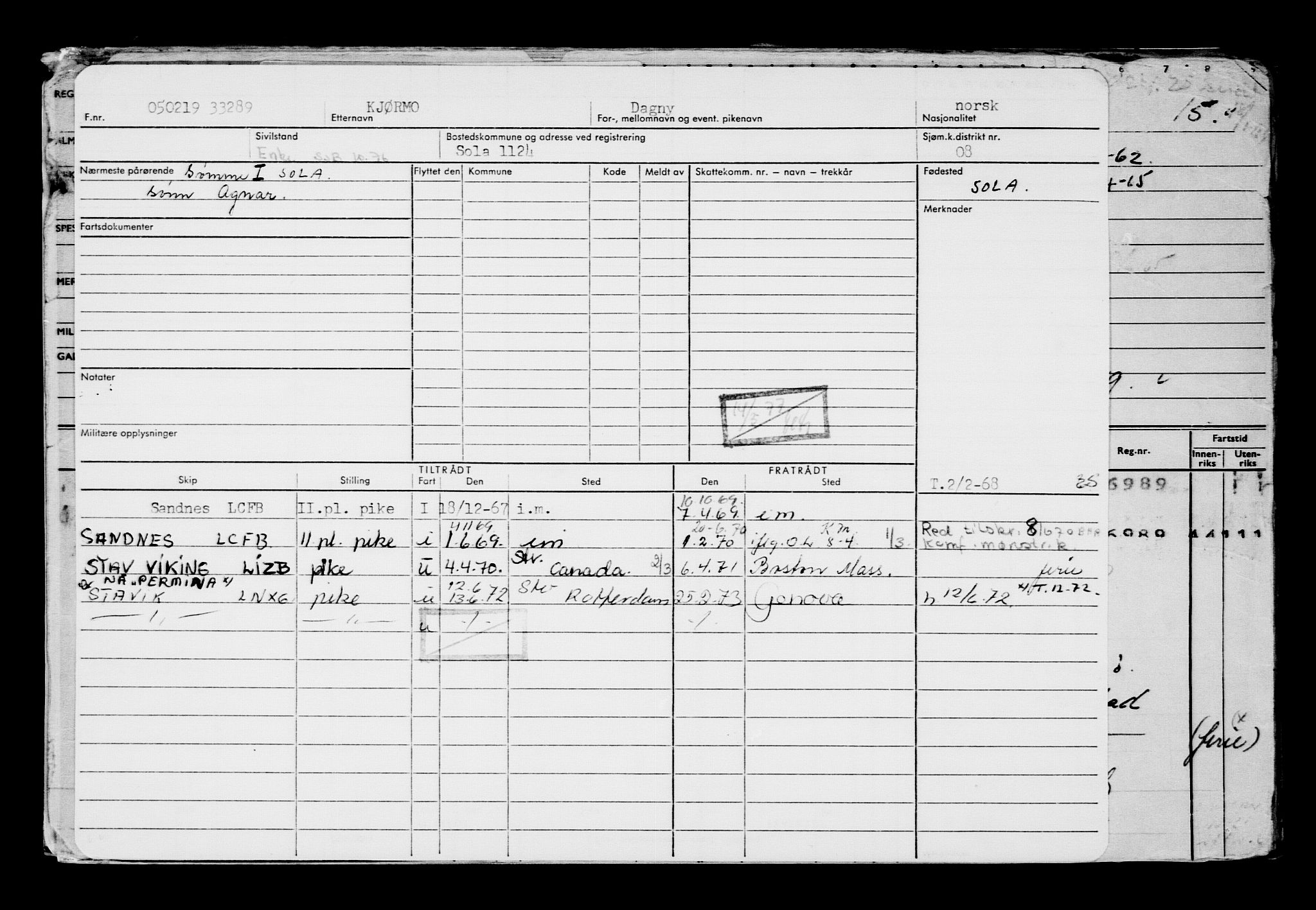 Direktoratet for sjømenn, AV/RA-S-3545/G/Gb/L0166: Hovedkort, 1919, p. 105