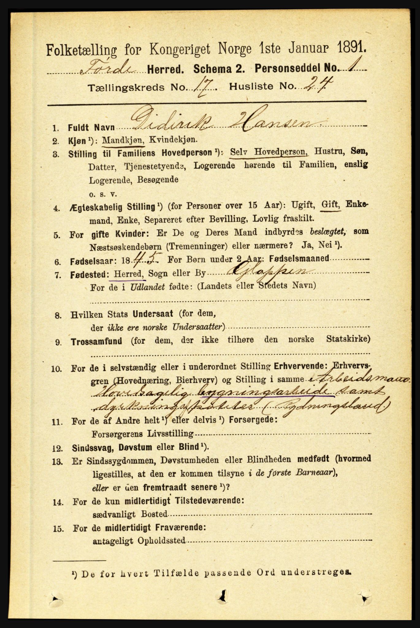 RA, 1891 census for 1432 Førde, 1891, p. 6174