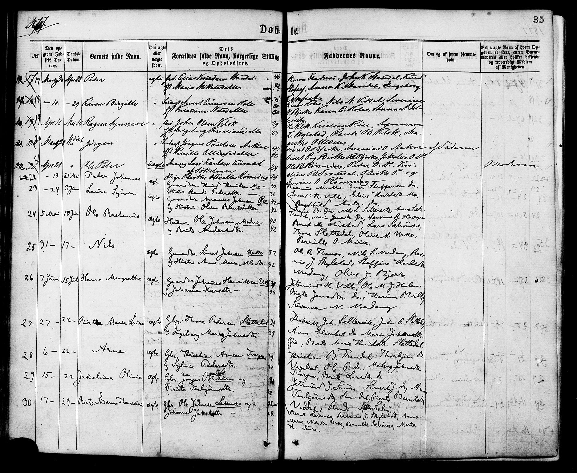 Ministerialprotokoller, klokkerbøker og fødselsregistre - Møre og Romsdal, AV/SAT-A-1454/515/L0210: Parish register (official) no. 515A06, 1868-1885, p. 35