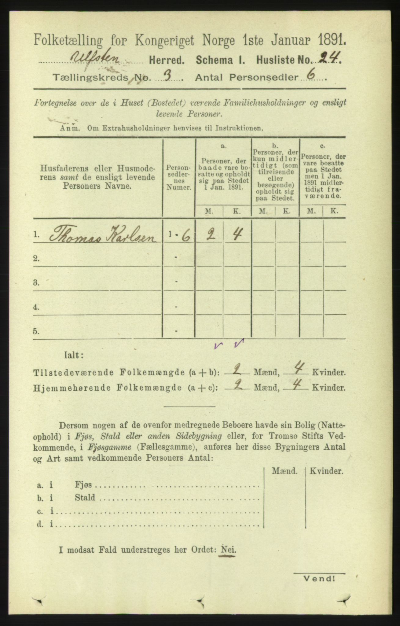 RA, 1891 census for 1516 Ulstein, 1891, p. 752