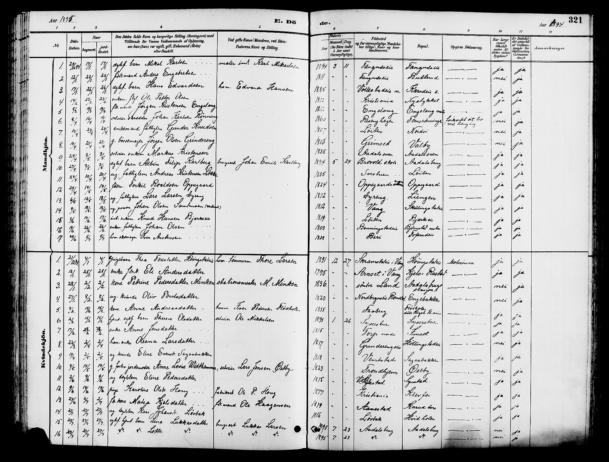 Løten prestekontor, AV/SAH-PREST-022/L/La/L0006: Parish register (copy) no. 6, 1892-1909, p. 321