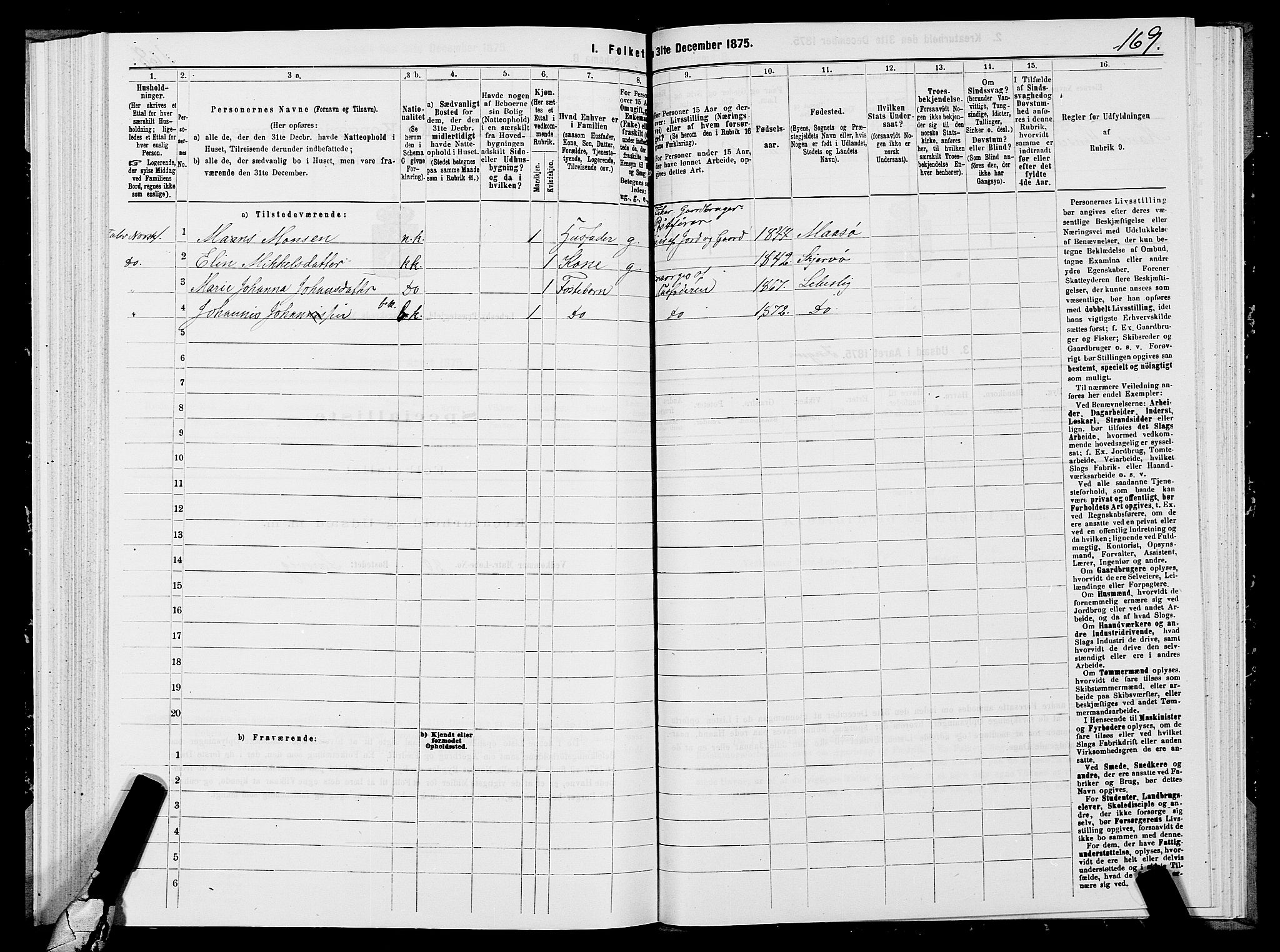 SATØ, 1875 census for 2022P Lebesby, 1875, p. 1169