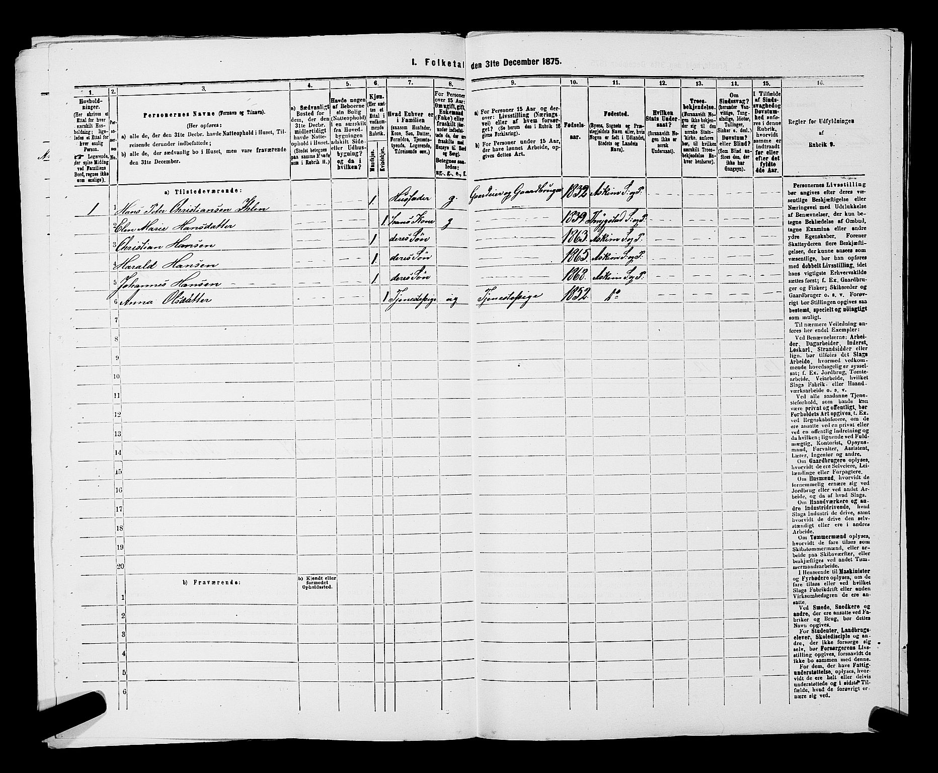 RA, 1875 census for 0124P Askim, 1875, p. 826