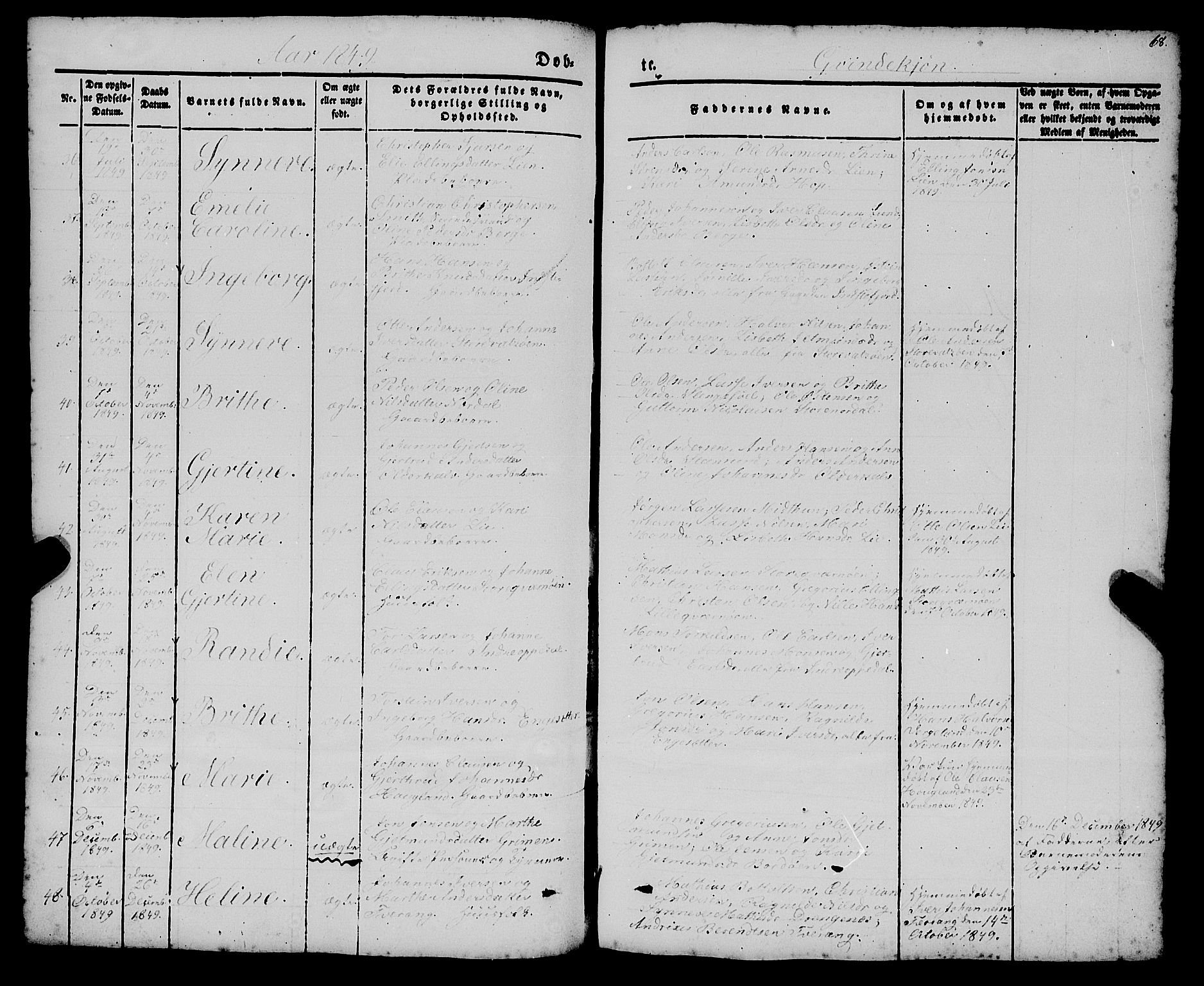 Gulen sokneprestembete, AV/SAB-A-80201/H/Haa/Haaa/L0021: Parish register (official) no. A 21, 1848-1858, p. 68