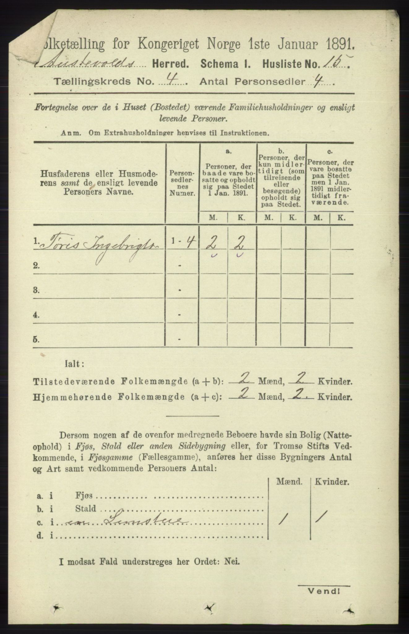 RA, 1891 census for 1244 Austevoll, 1891, p. 1345