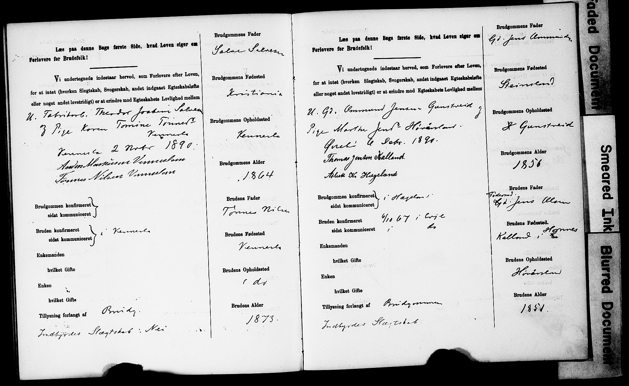 Vennesla sokneprestkontor, AV/SAK-1111-0045/J/L0032/0003: Banns register no. II 5 1, 1886-1892, p. 58