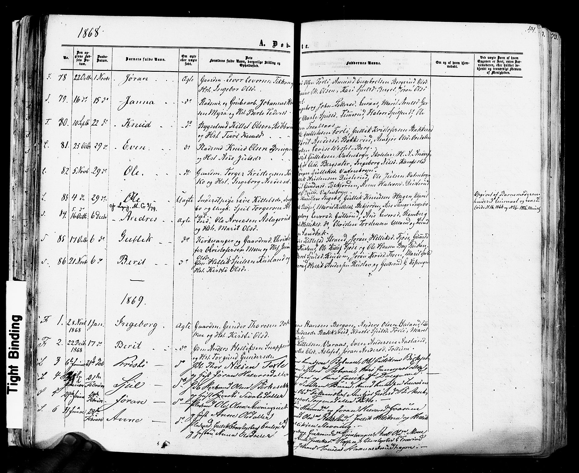 Flesberg kirkebøker, SAKO/A-18/F/Fa/L0007: Parish register (official) no. I 7, 1861-1878, p. 44