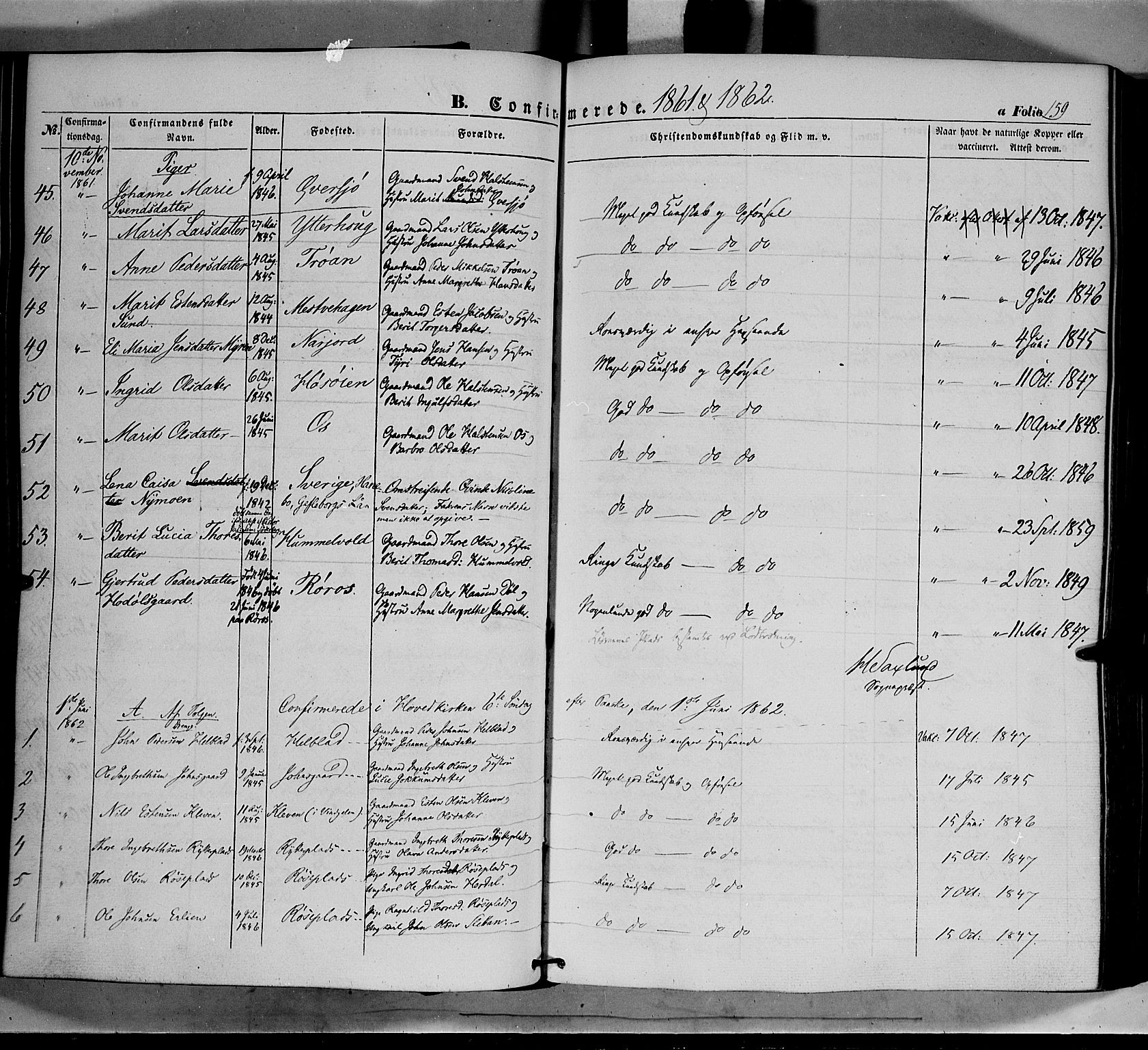 Tolga prestekontor, AV/SAH-PREST-062/K/L0006: Parish register (official) no. 6, 1852-1876, p. 159