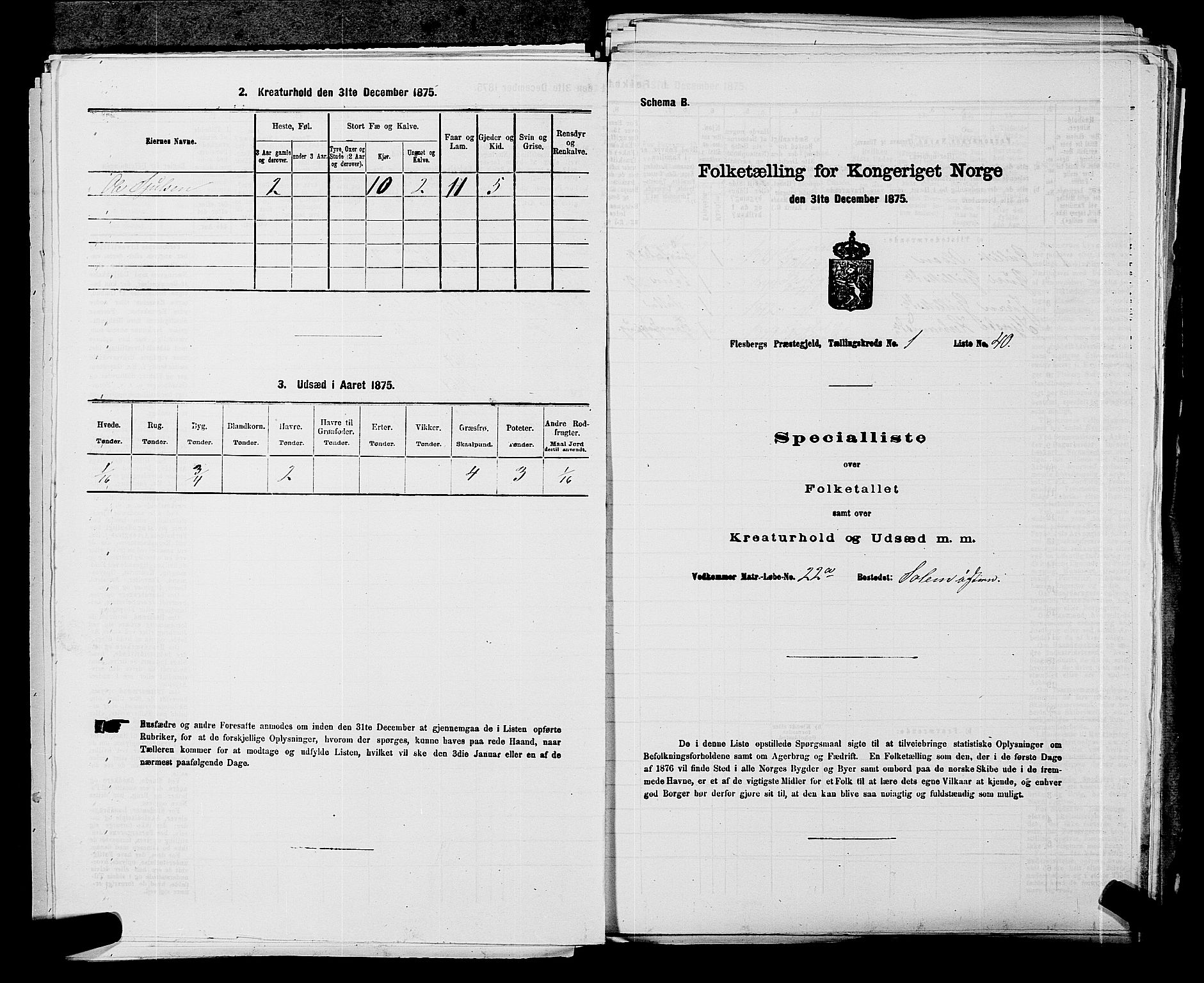 SAKO, 1875 census for 0631P Flesberg, 1875, p. 134