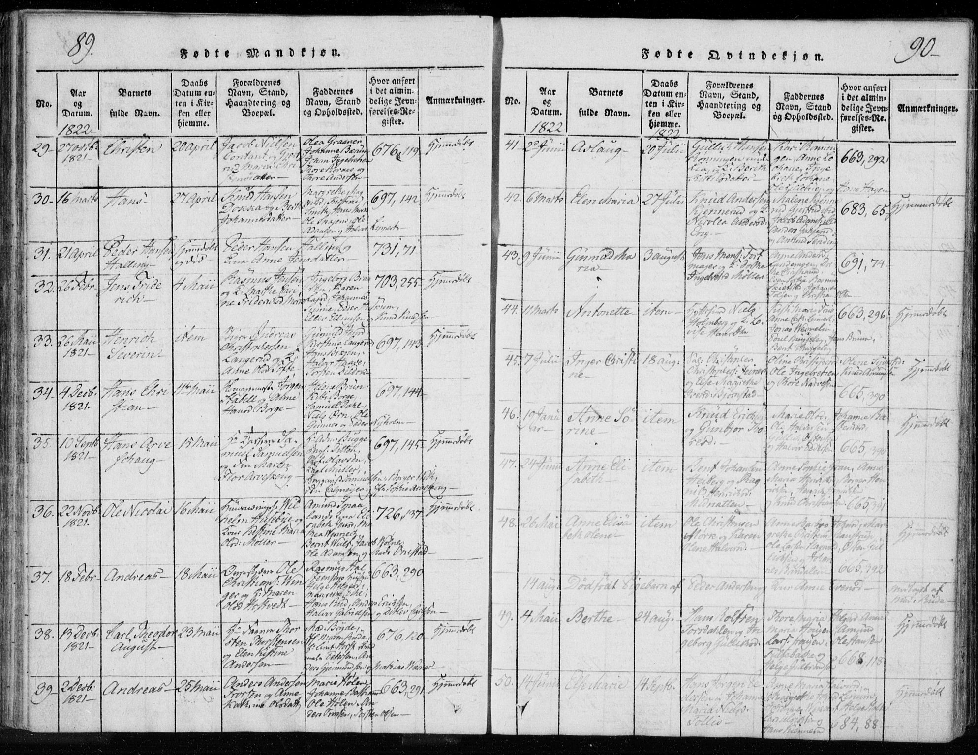 Kongsberg kirkebøker, AV/SAKO-A-22/F/Fa/L0008: Parish register (official) no. I 8, 1816-1839, p. 89-90