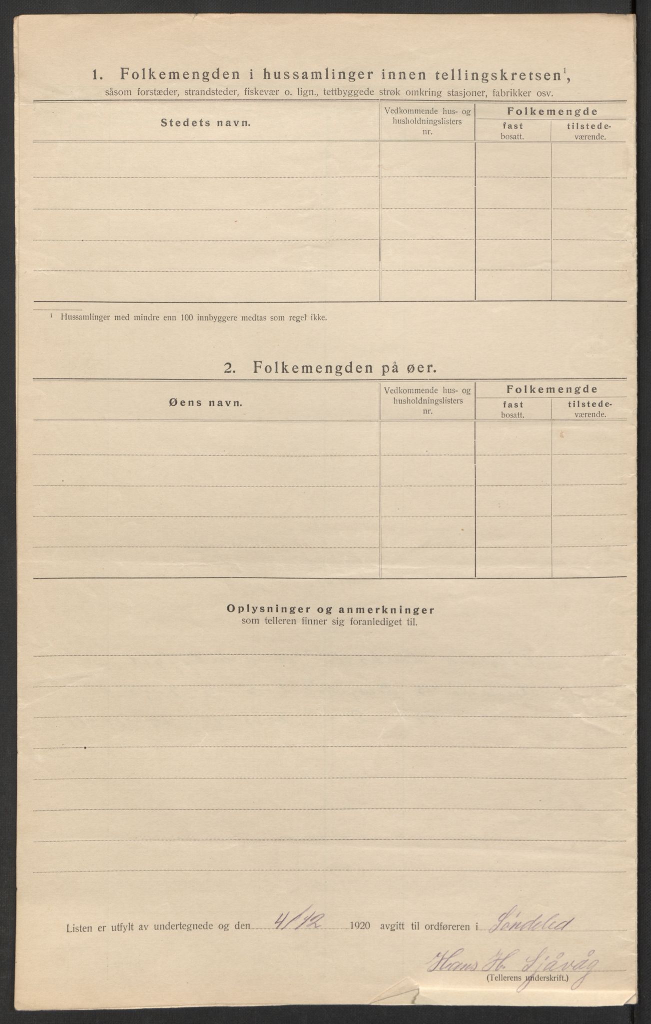 SAK, 1920 census for Søndeled, 1920, p. 47