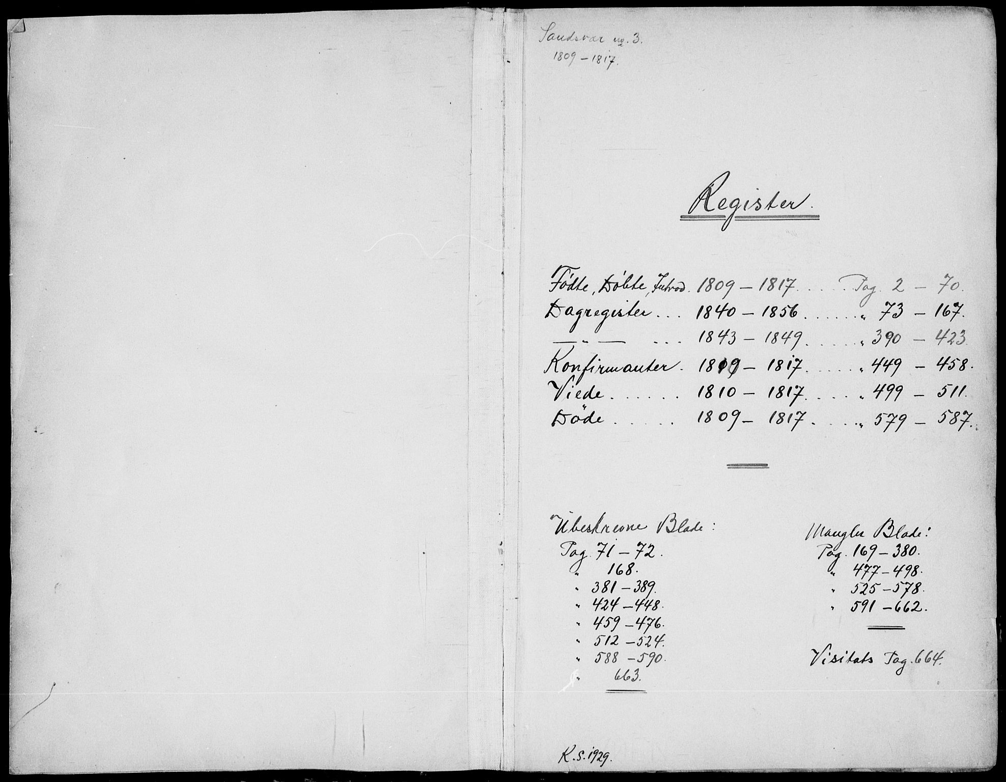 Sandsvær kirkebøker, SAKO/A-244/F/Fa/L0003: Parish register (official) no. I 3, 1809-1817