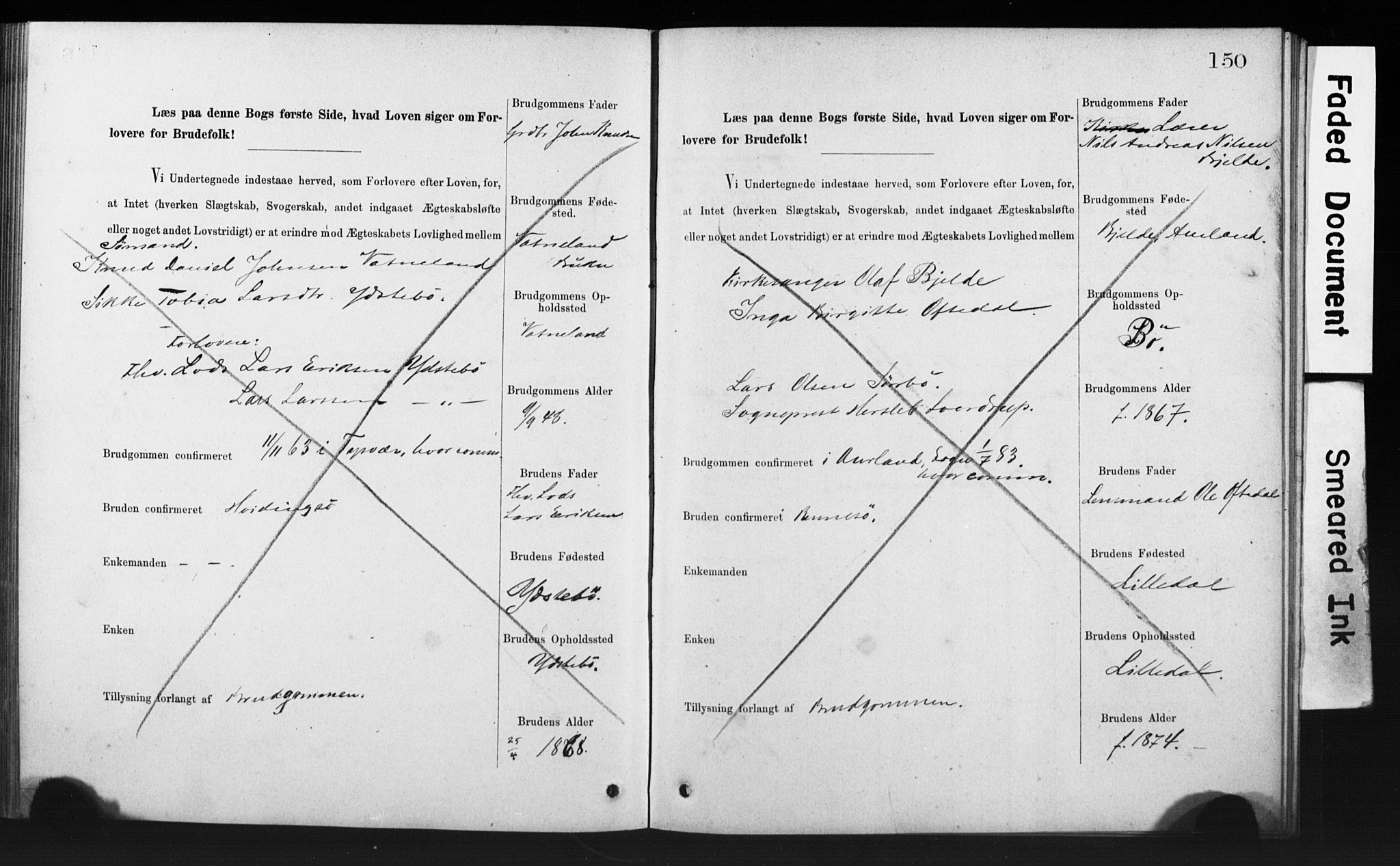 Rennesøy sokneprestkontor, SAST/A -101827/I/Ie/L0001: Banns register no. 1, 1873-1898, p. 150
