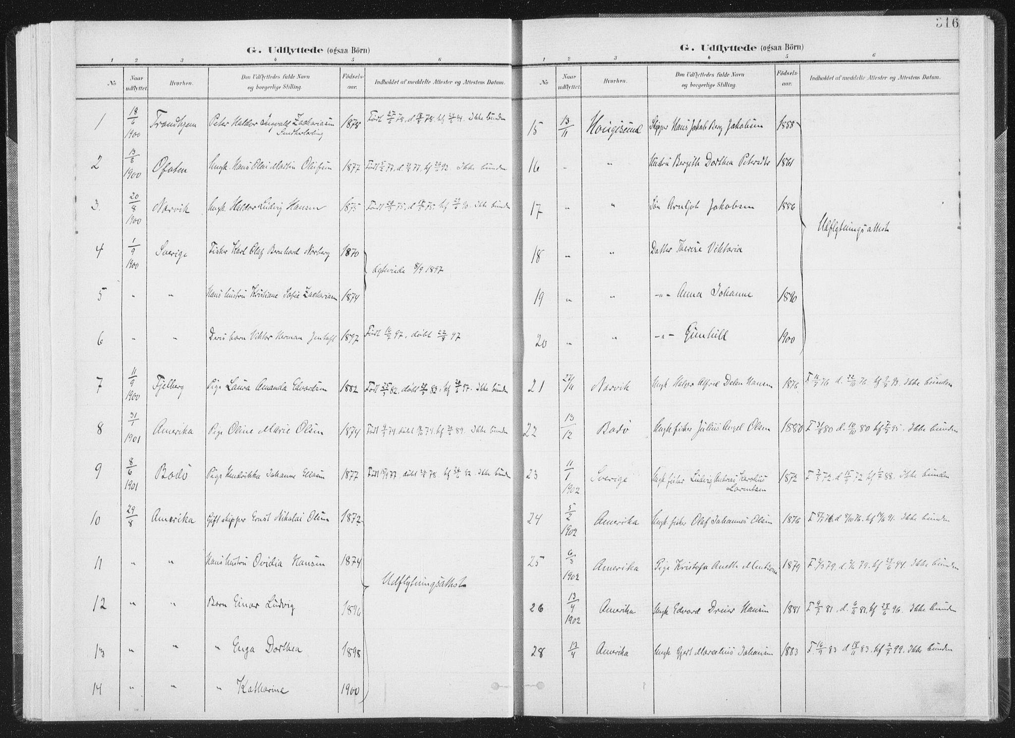 Ministerialprotokoller, klokkerbøker og fødselsregistre - Nordland, SAT/A-1459/805/L0103: Parish register (official) no. 805A08II, 1900-1909, p. 316