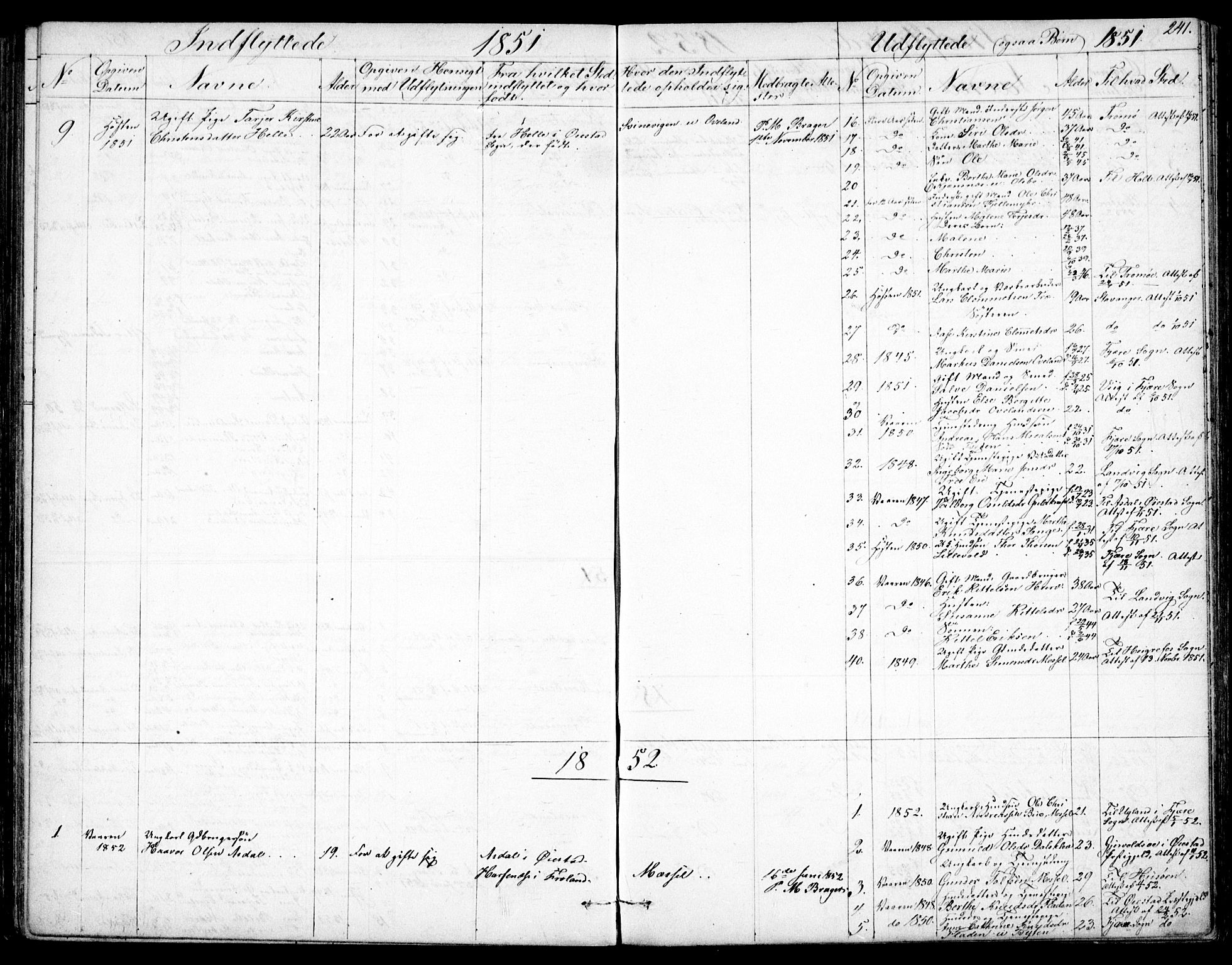 Froland sokneprestkontor, AV/SAK-1111-0013/F/Fb/L0008: Parish register (copy) no. B 8, 1843-1875, p. 241