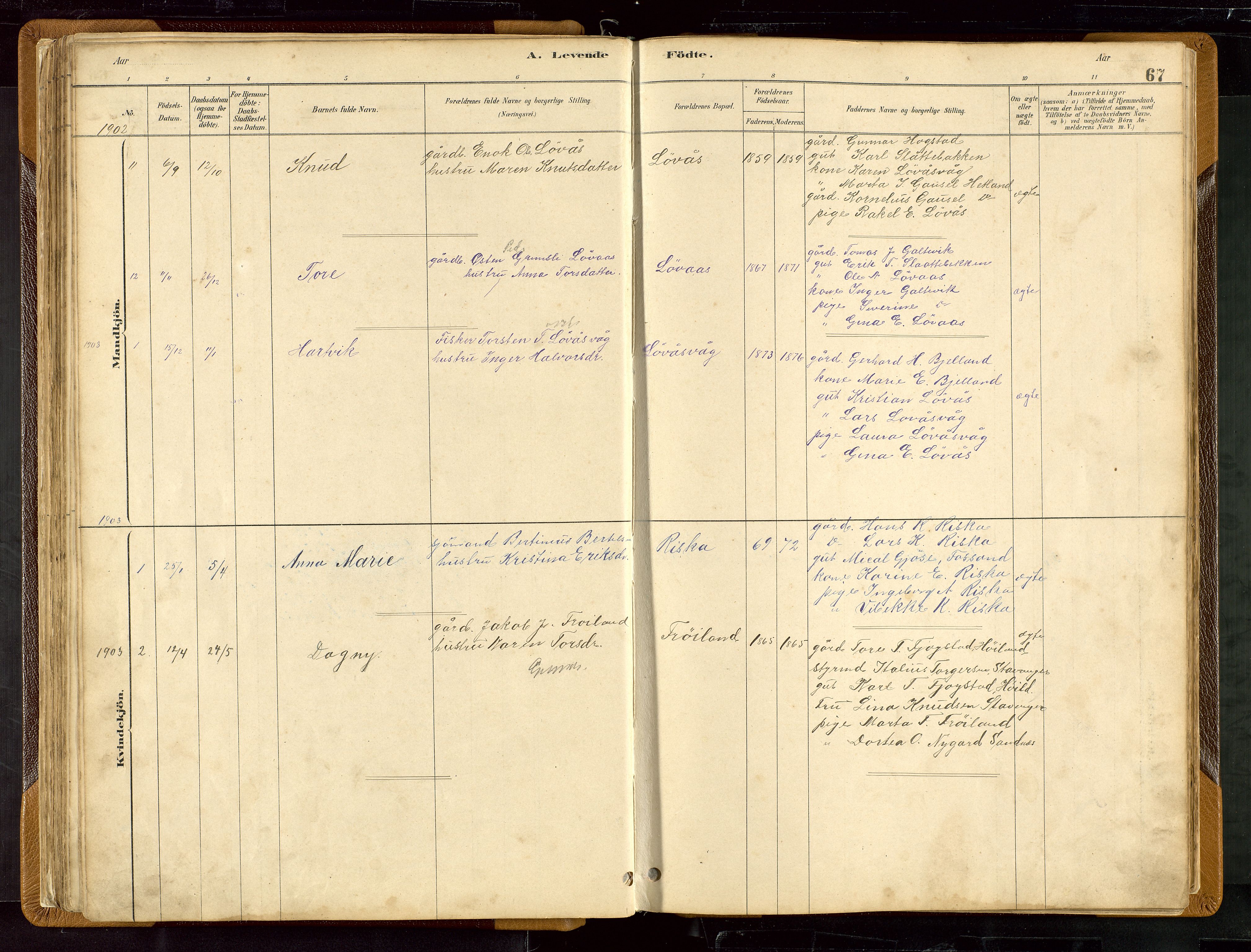 Hetland sokneprestkontor, SAST/A-101826/30/30BB/L0007: Parish register (copy) no. B 7, 1878-1910, p. 67