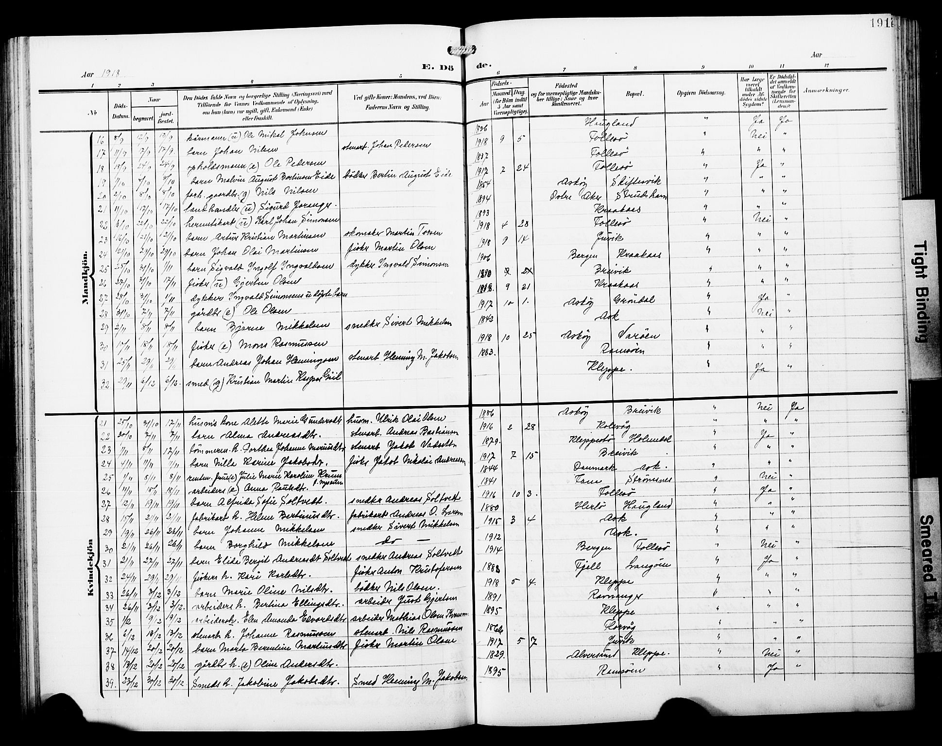 Askøy Sokneprestembete, AV/SAB-A-74101/H/Ha/Hab/Haba/L0014: Parish register (copy) no. A 14, 1904-1927, p. 191