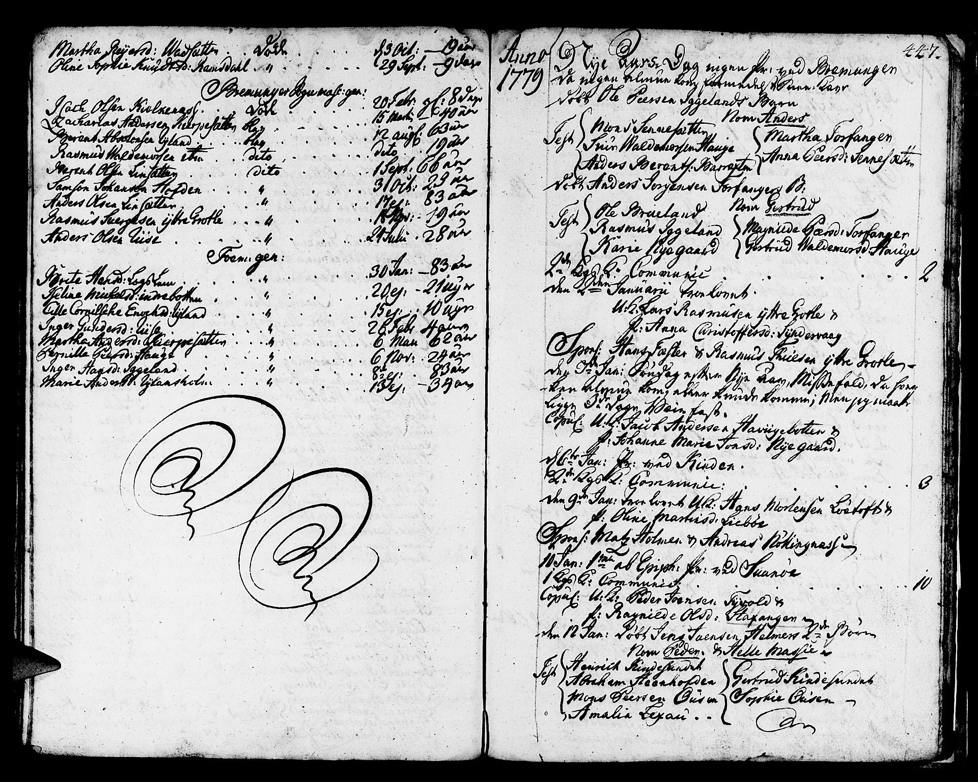 Kinn sokneprestembete, SAB/A-80801/H/Haa/Haaa/L0002: Parish register (official) no. A 2, 1729-1785, p. 447